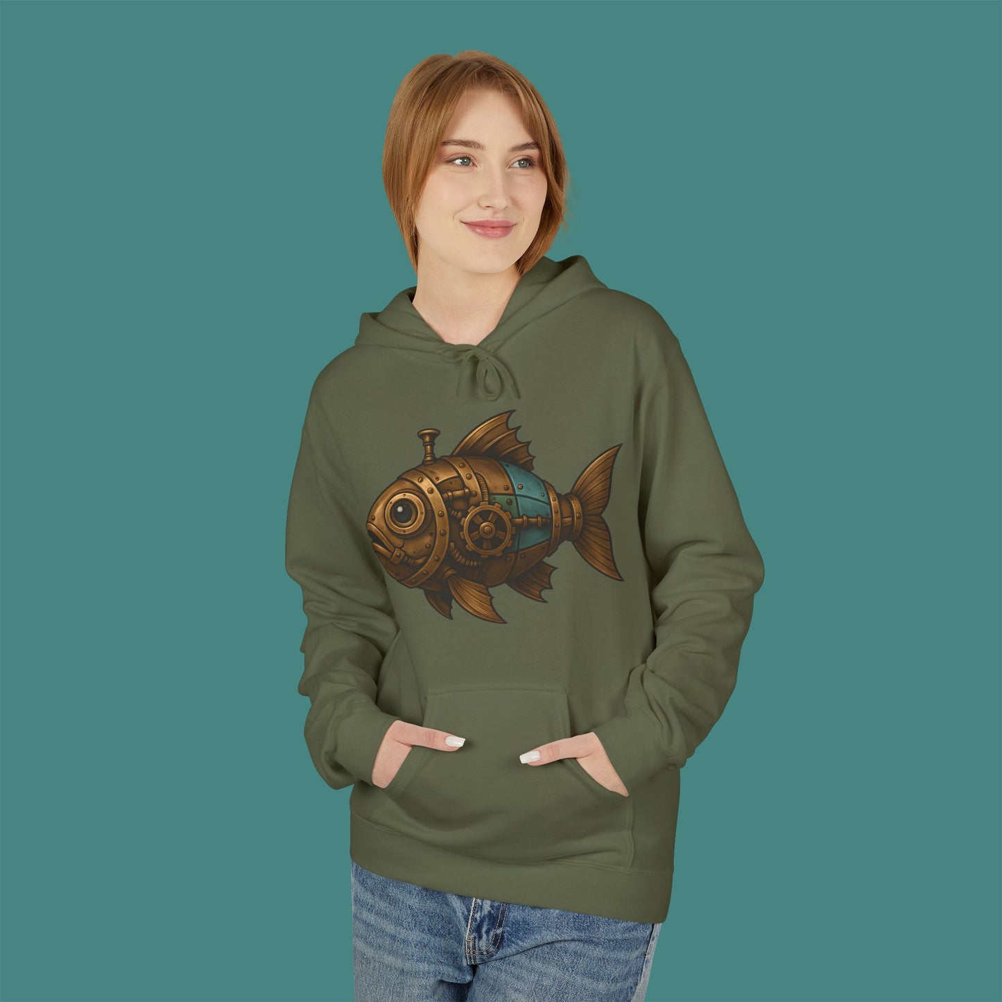Steampunk Mechanical Fish Fleece Unisex Hoodie