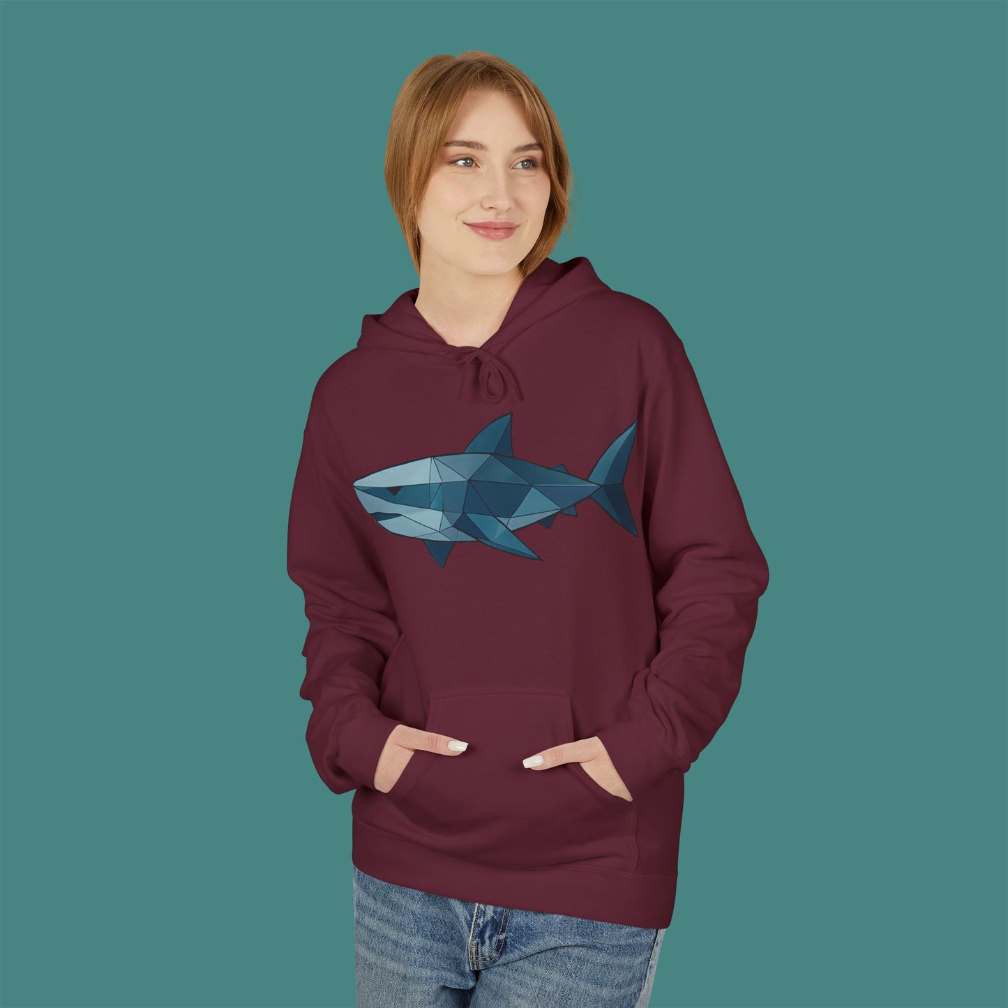 Geometric Polygon Shark Fleece Unisex Hoodie