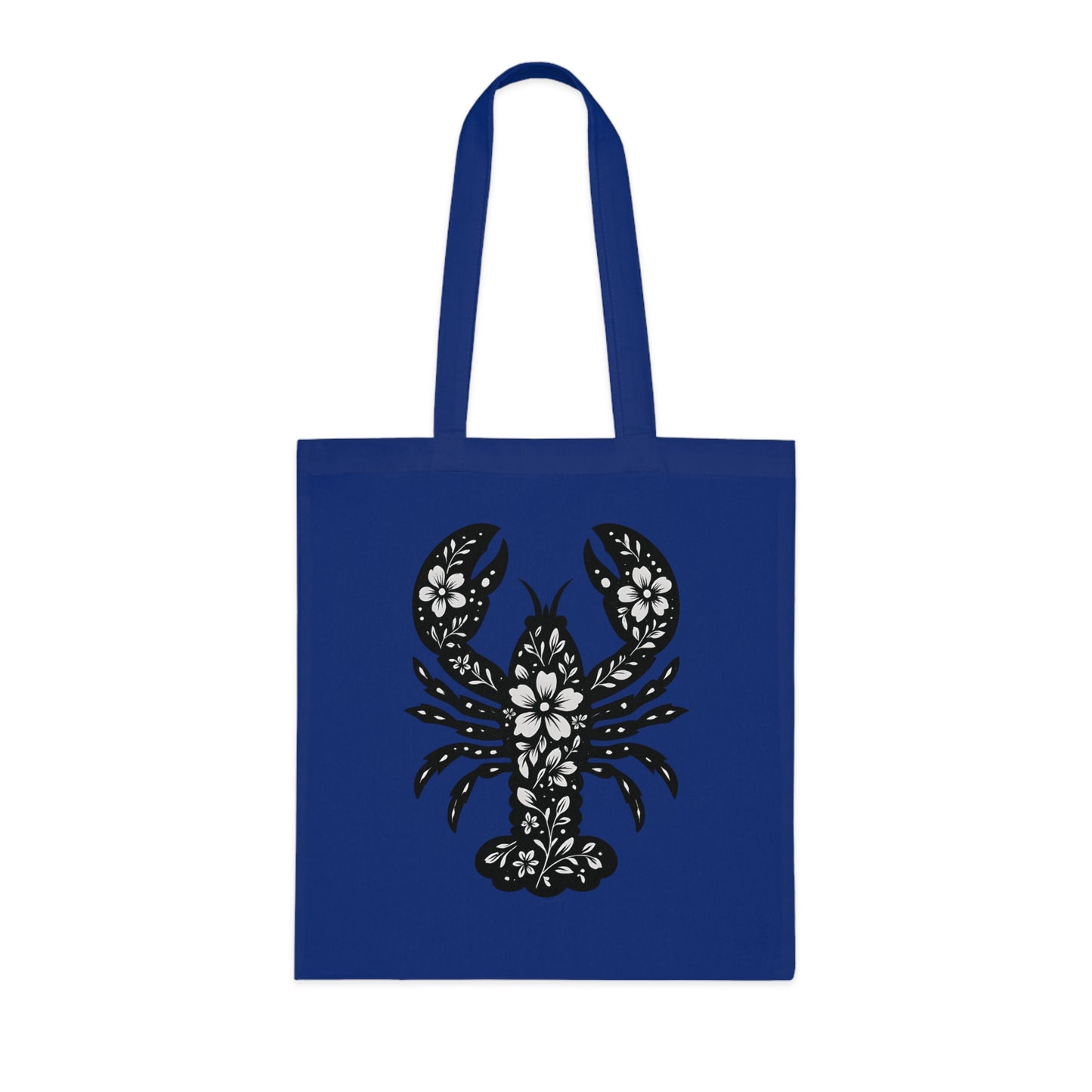 Floral Lobster Silhouette Tote Bag