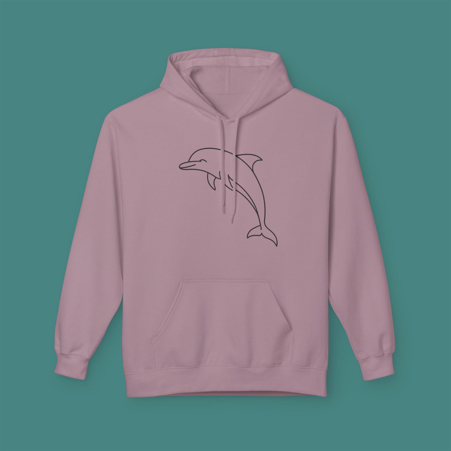 Minimalist Line Art Dolphin Fleece Unisex Hoodie
