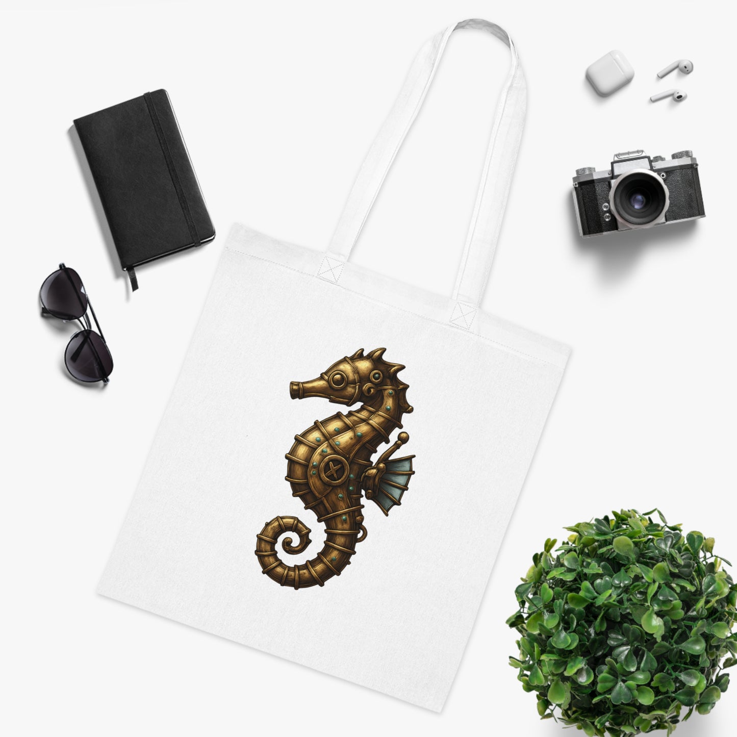 Steampunk Mechanical Seahorse Tote Bag