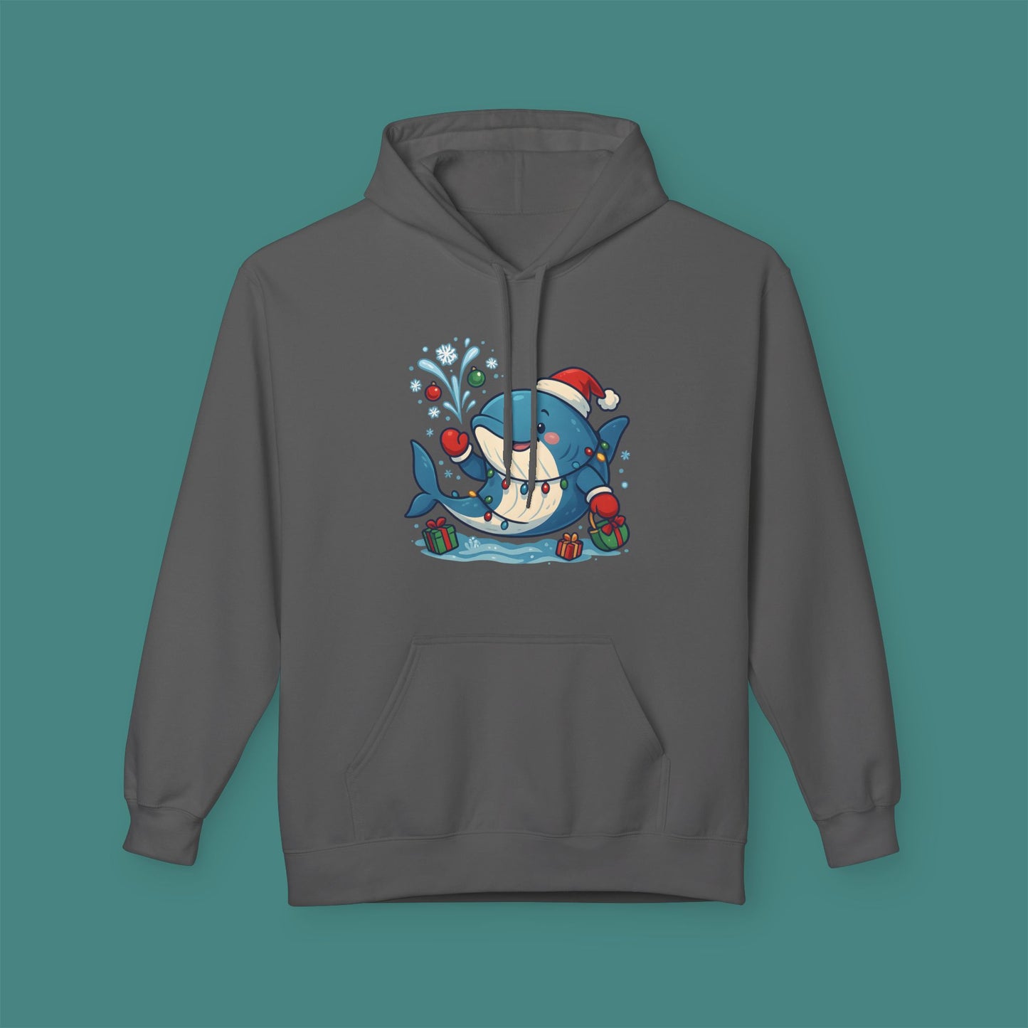 Christmas Whale Fleece Unisex Hoodie