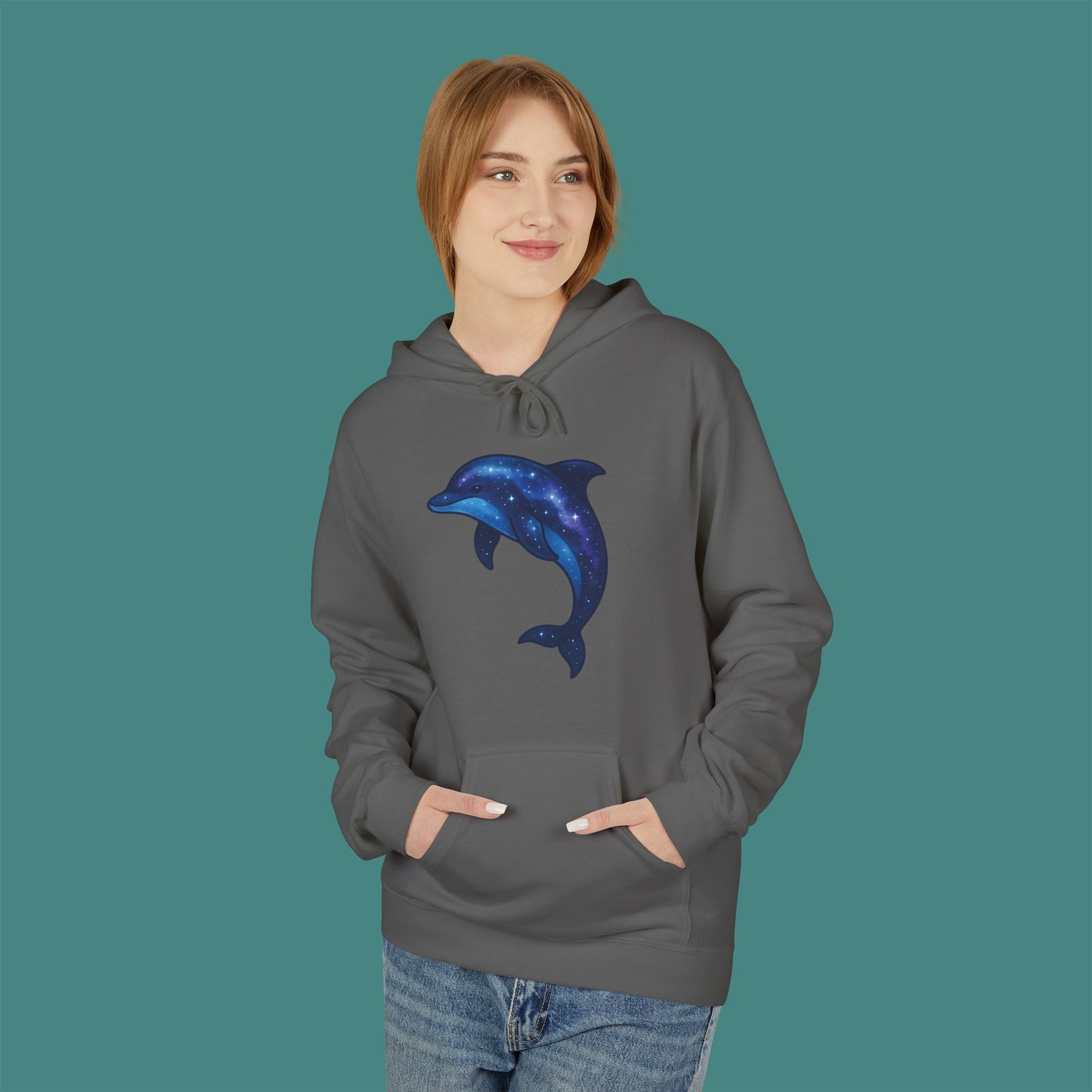 Cosmic Galaxy Dolphin Fleece Unisex Hoodie