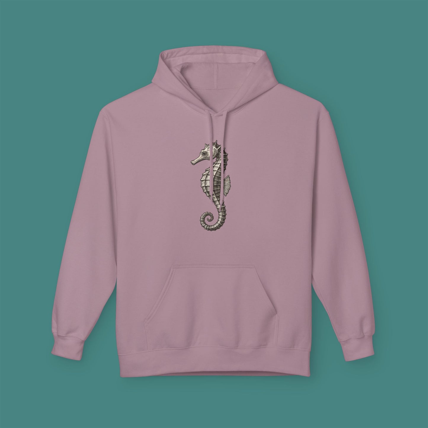 Vintage Etching Seahorse Fleece Unisex Hoodie