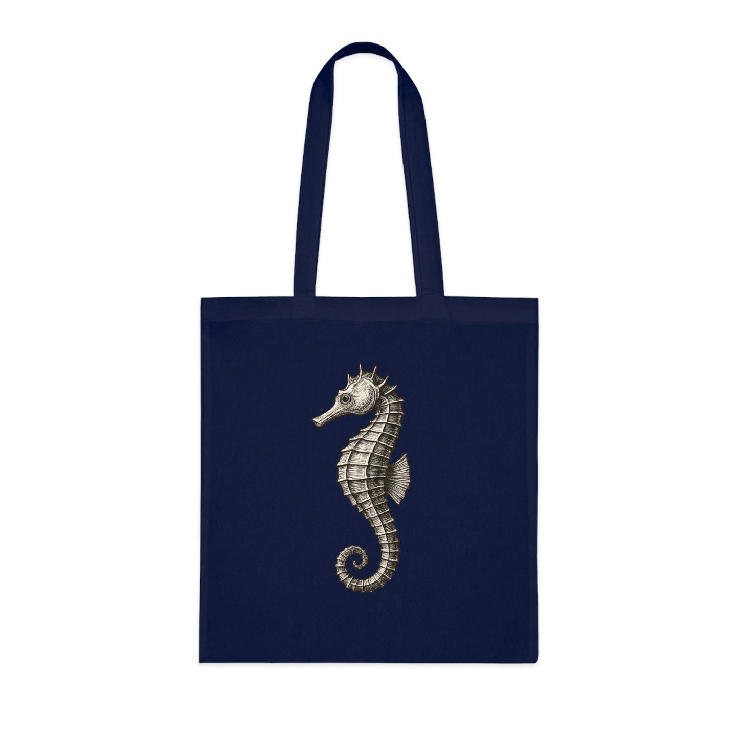 Vintage Etching Seahorse Tote Bag