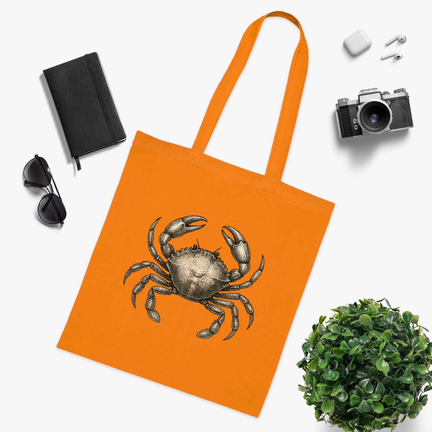 Vintage Etching Crab Tote Bag