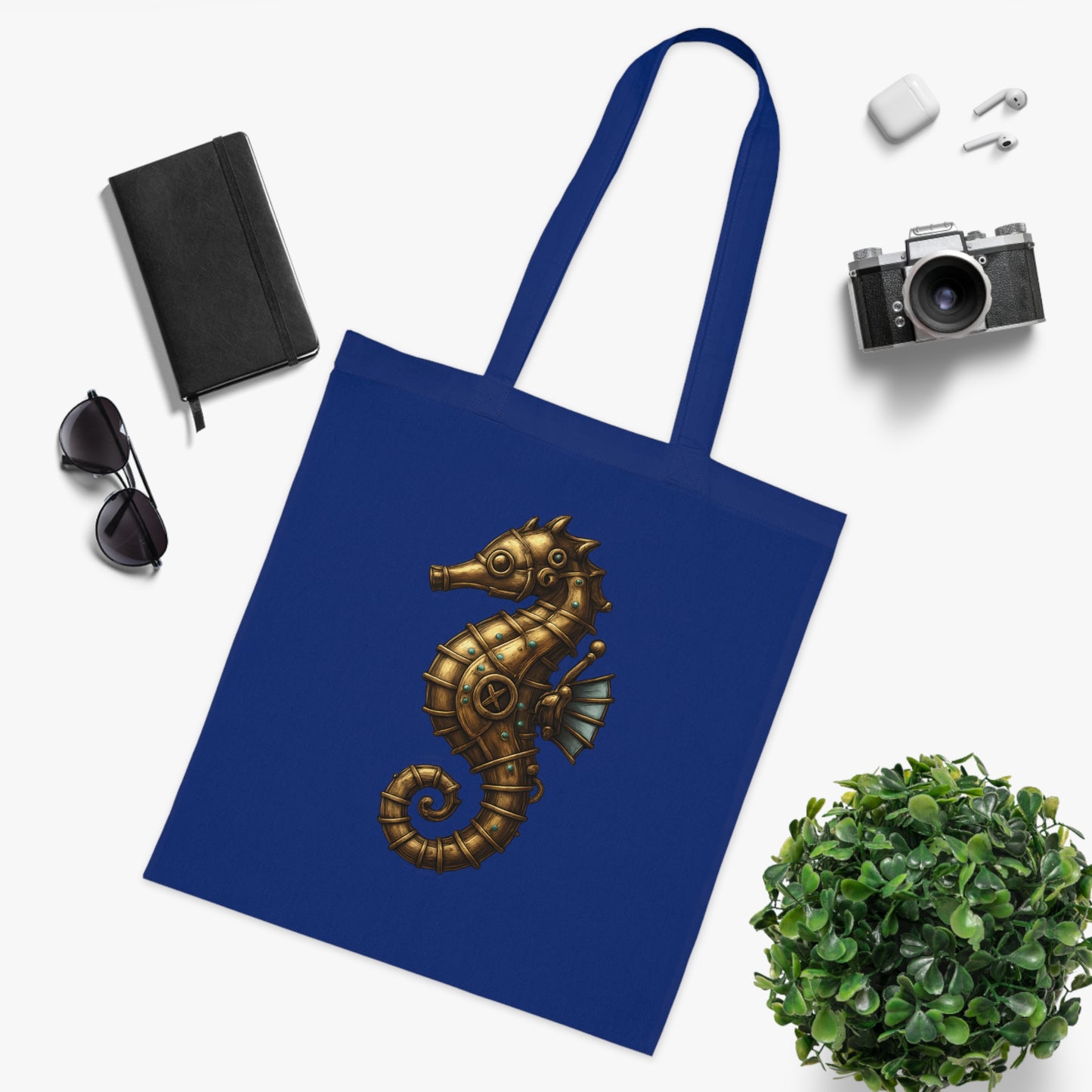Steampunk Mechanical Seahorse Tote Bag