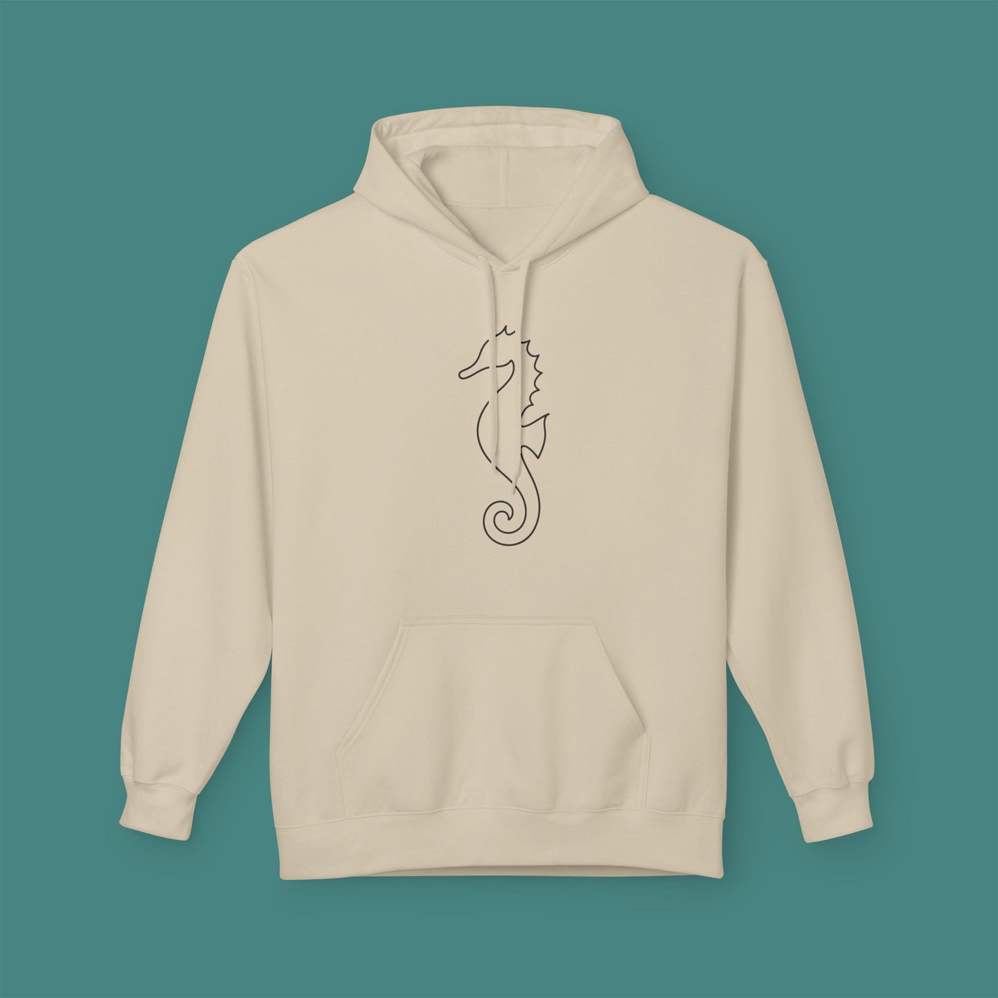 Minimalist Line Art Seahorse Fleece Unisex Hoodie