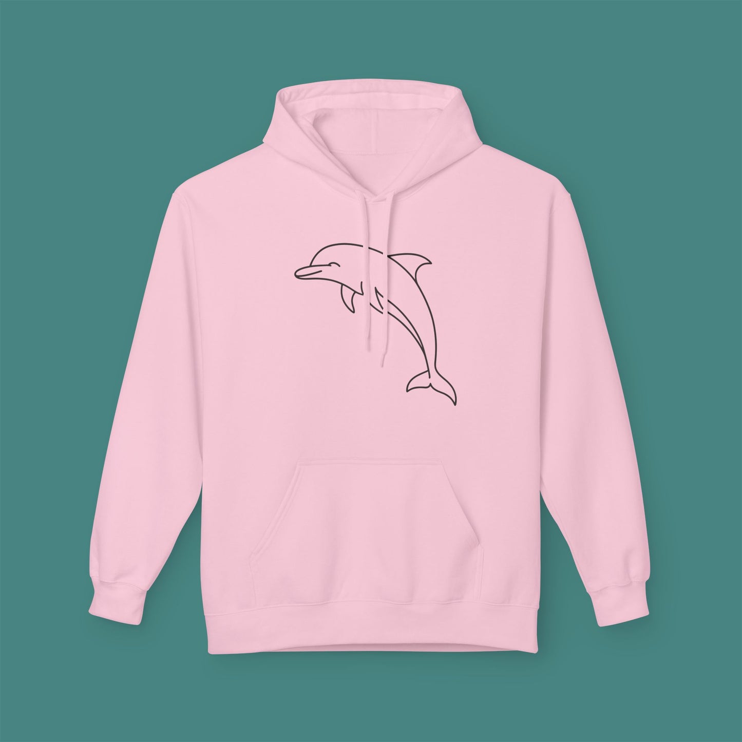 Minimalist Line Art Dolphin Fleece Unisex Hoodie