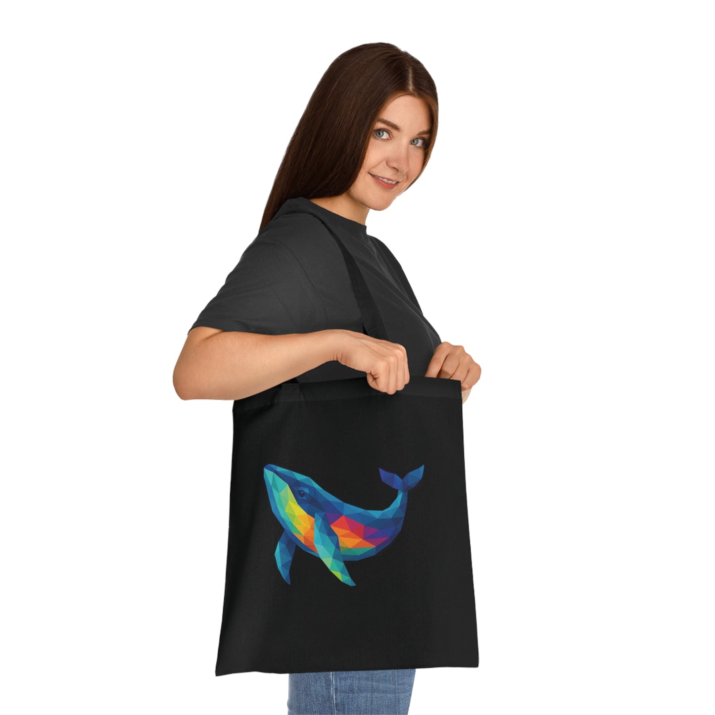 Geometric Polygon Whale Tote Bag