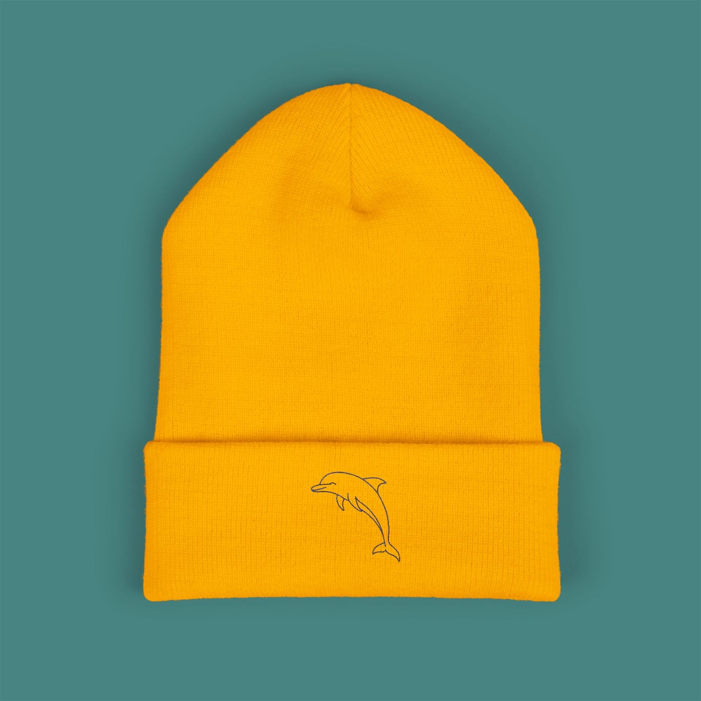 Minimalist Line Art Dolphin Embroidered Beanie