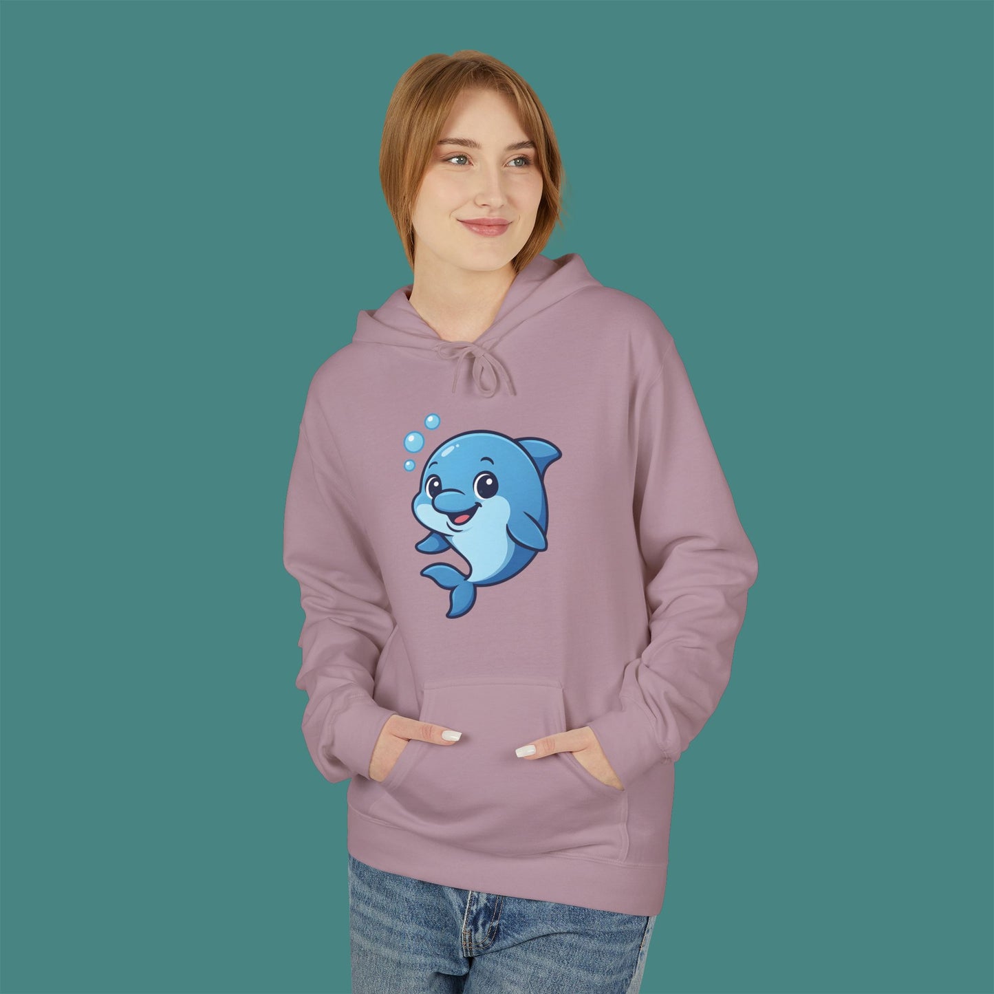 Cartoon Cute Dolphin Fleece Unisex Hoodie