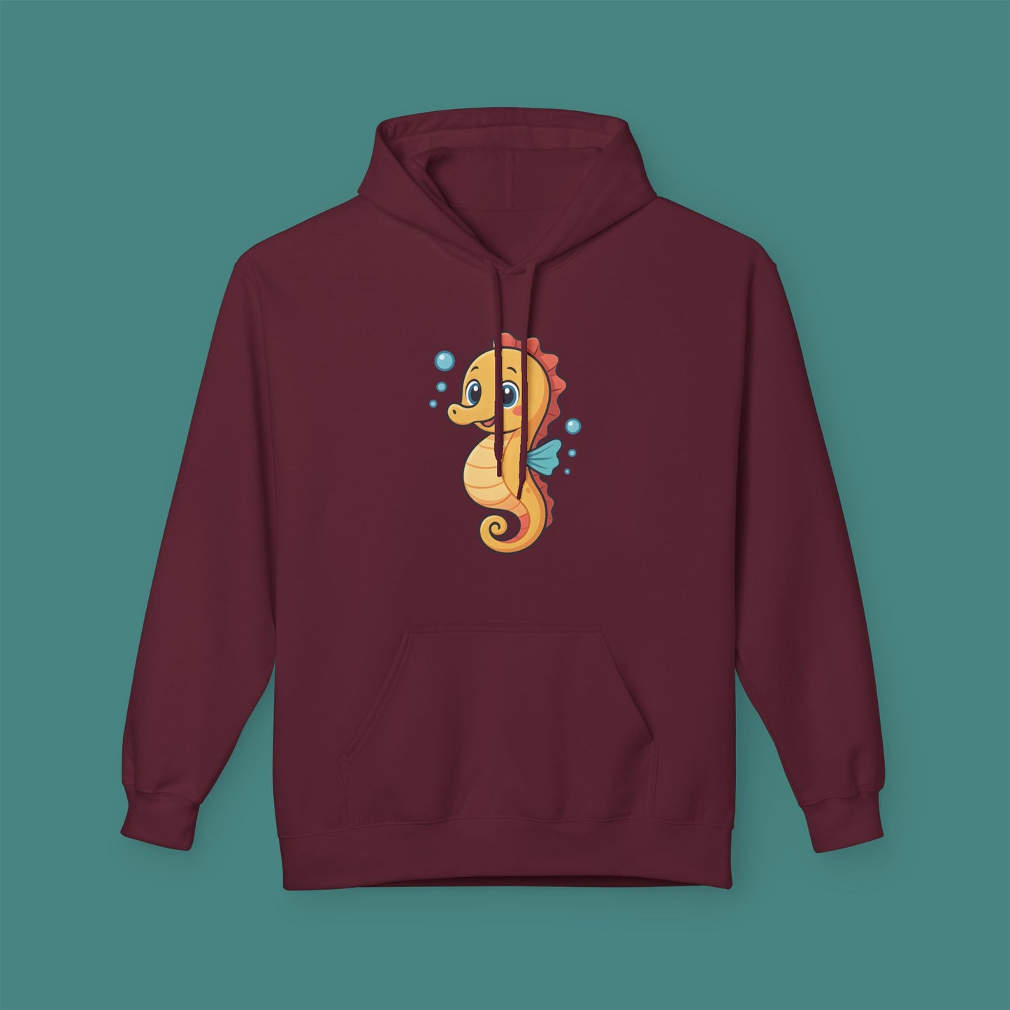 Cartoon Cute Seahorse Fleece Unisex Hoodie