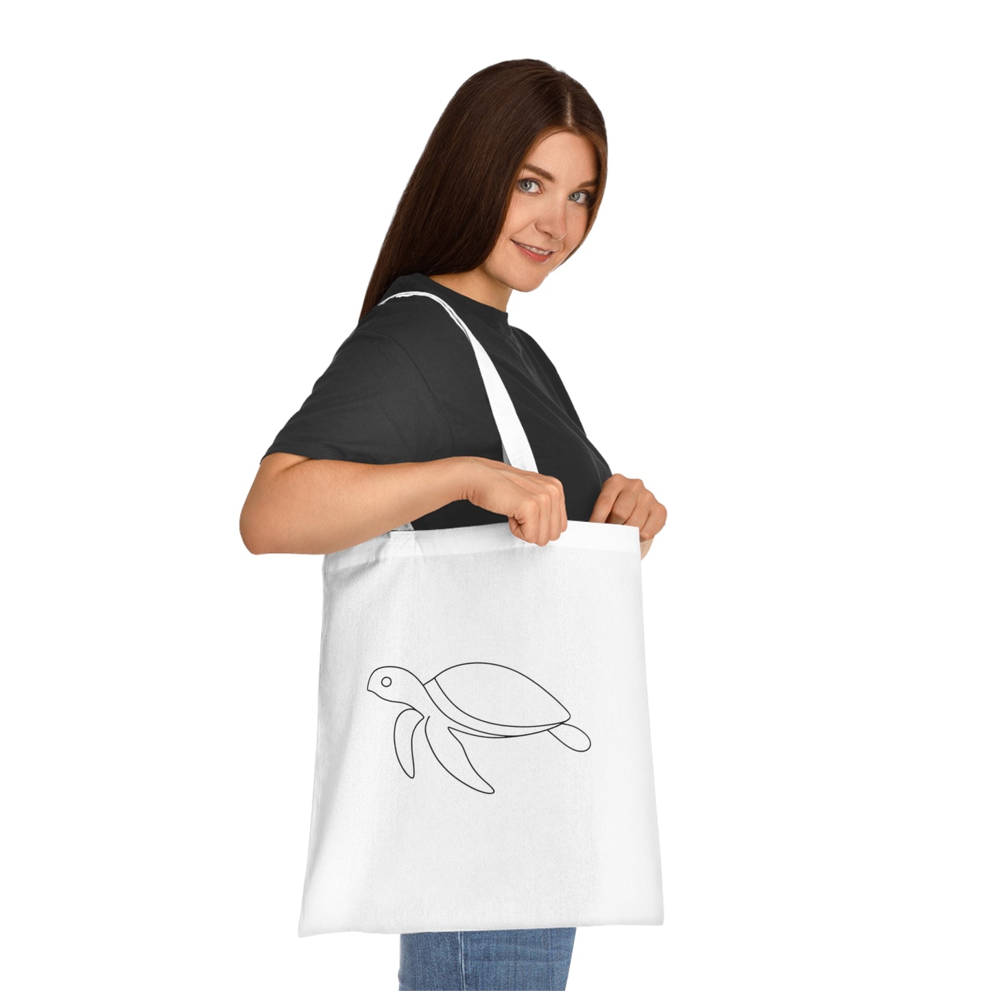 Minimalist Line Art Turtle Tote Bag