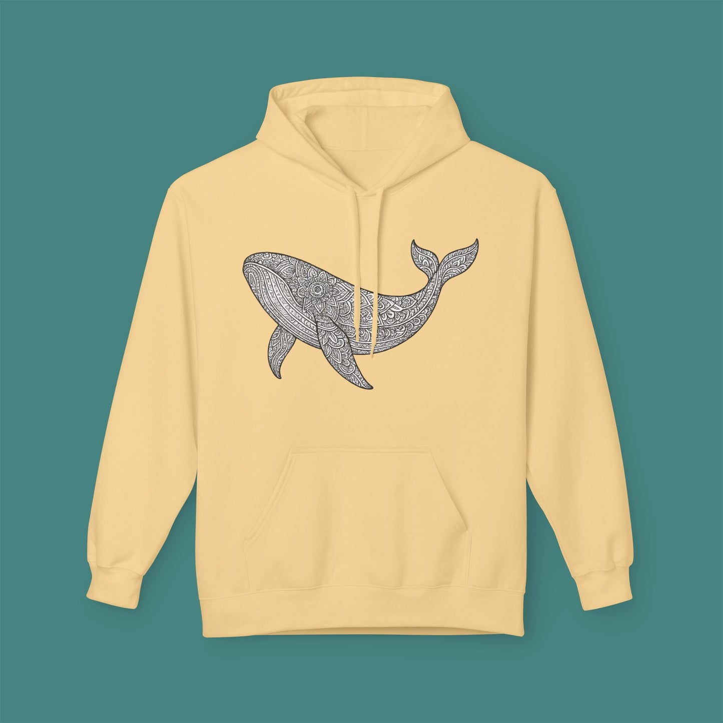 Intricate Mandala Whale Fleece Unisex Hoodie