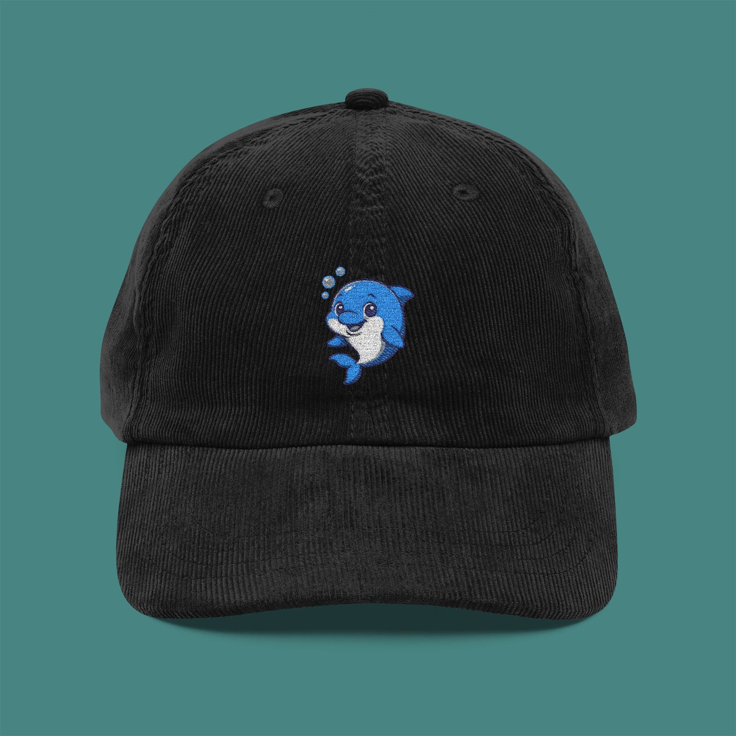Cartoon Cute Dolphin Corduroy Embroidered Cap