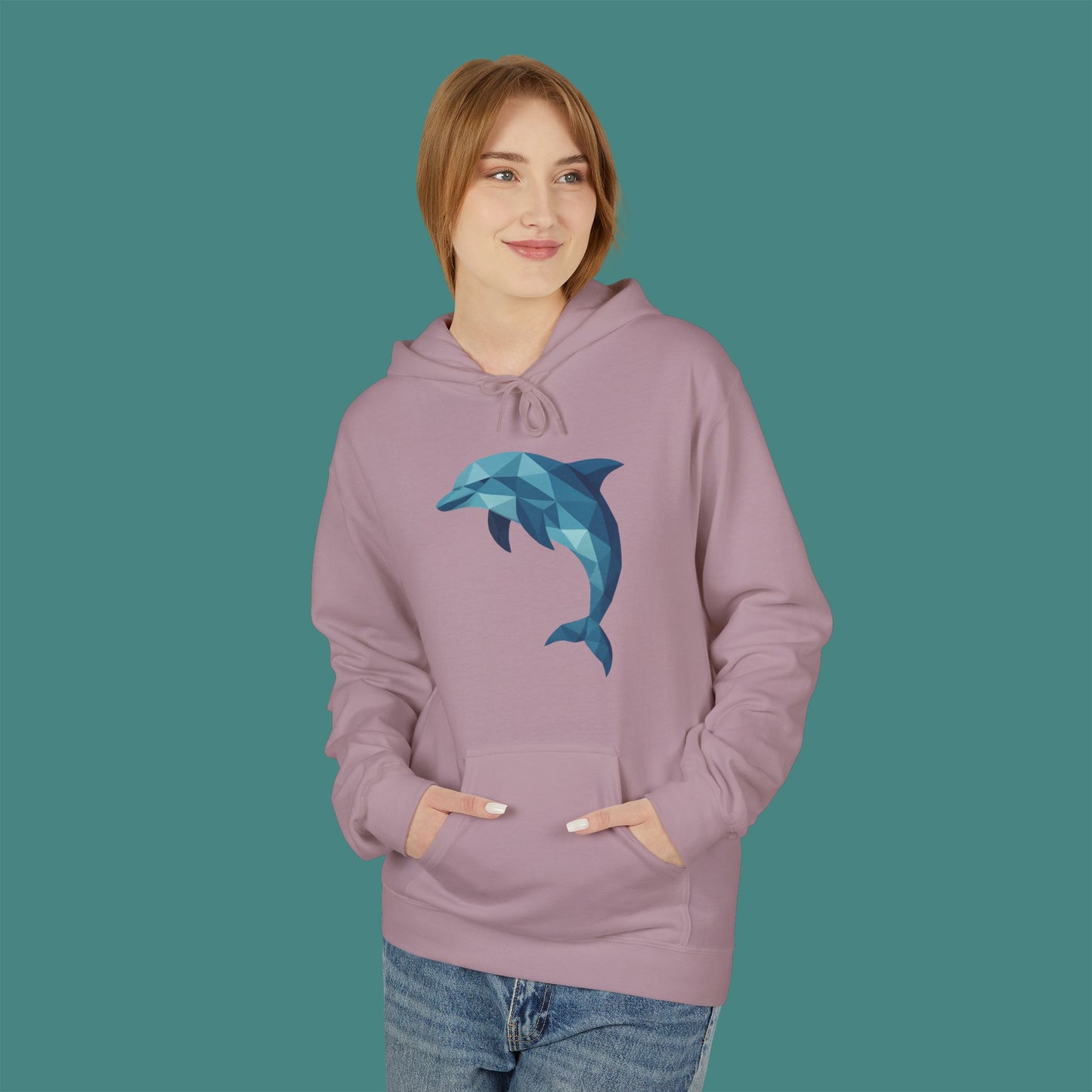 Geometric Polygon Dolphin Fleece Unisex Hoodie