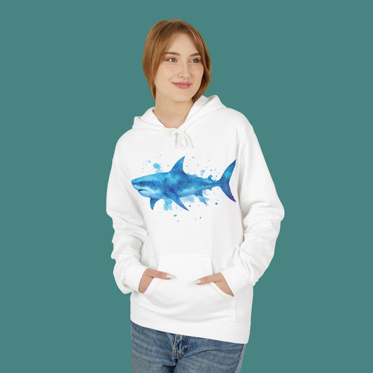Watercolor Splash Shark Fleece Unisex Hoodie