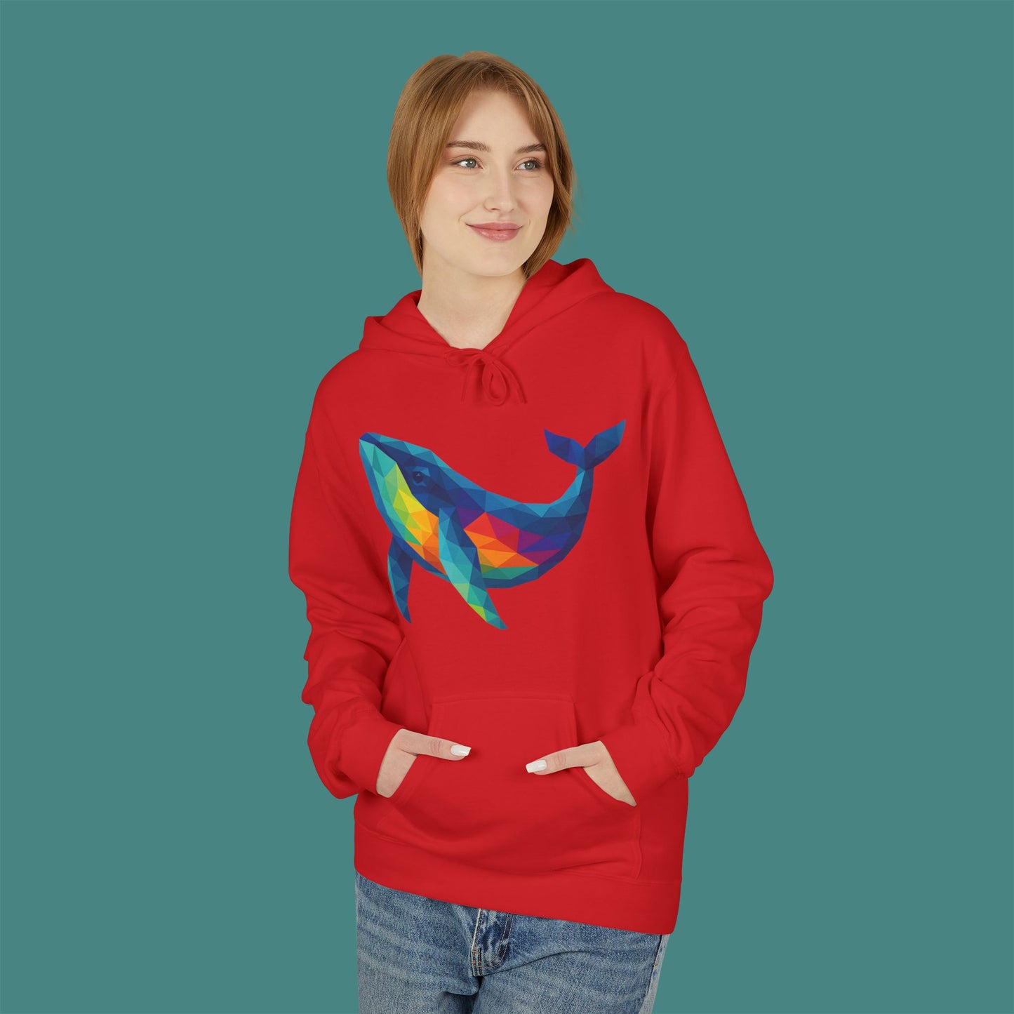 Geometric Polygon Whale Fleece Unisex Hoodie