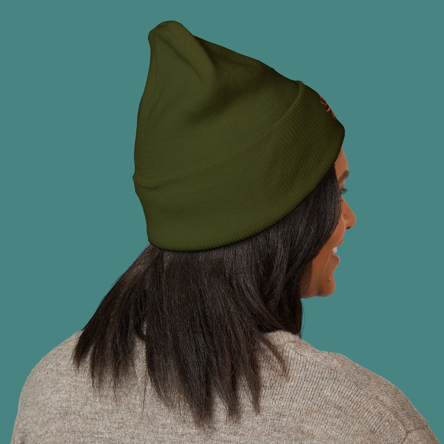 Geometric Polygon Crab Embroidered Beanie