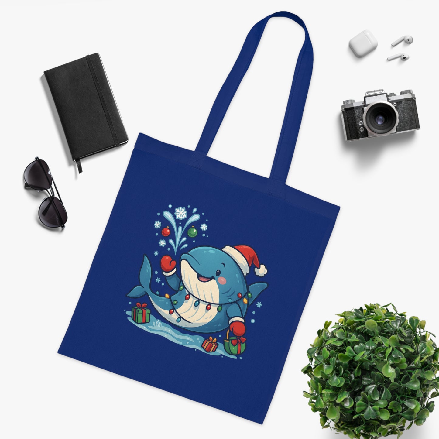 Christmas Whale Tote Bag
