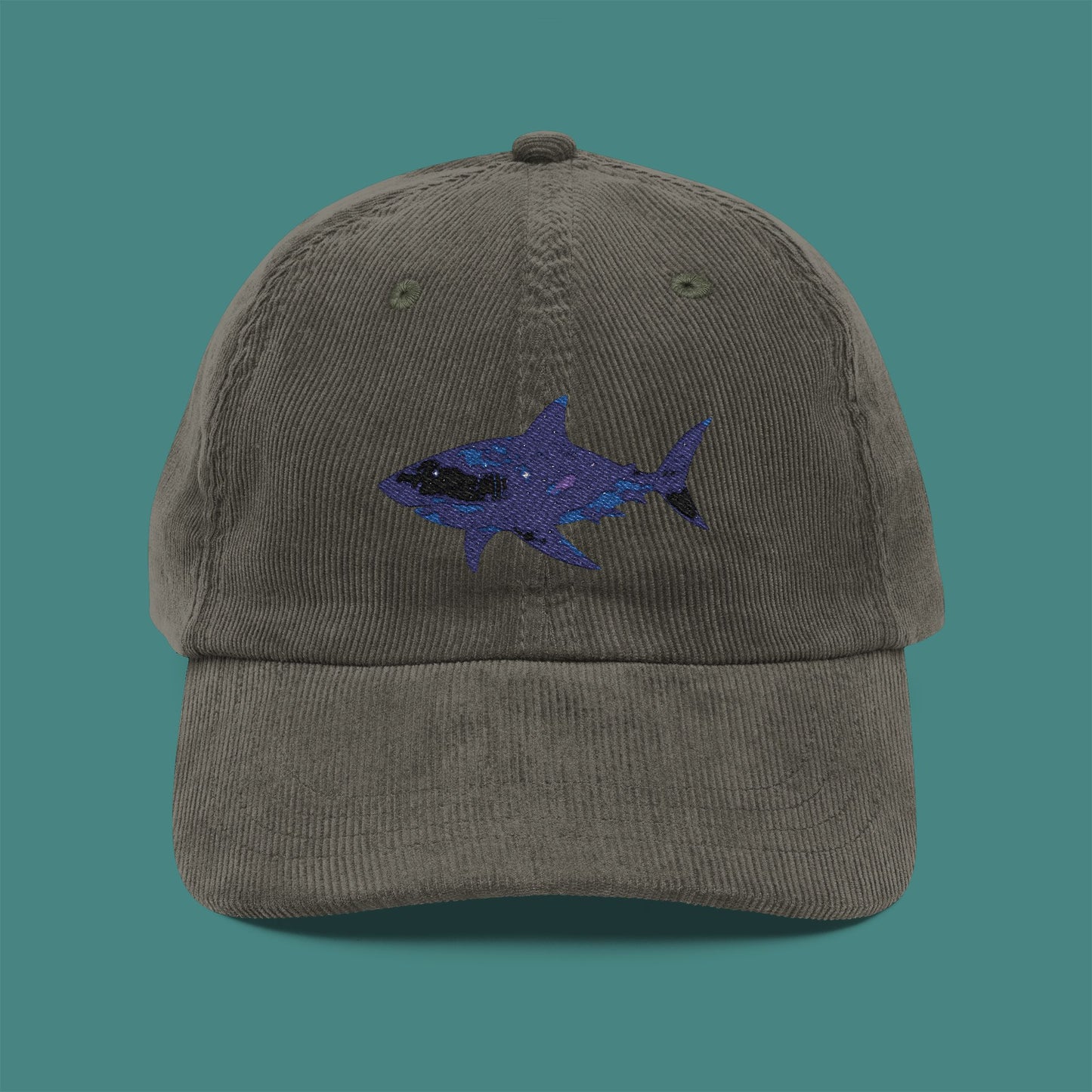 Cosmic Galaxy Shark Corduroy Embroidered Cap