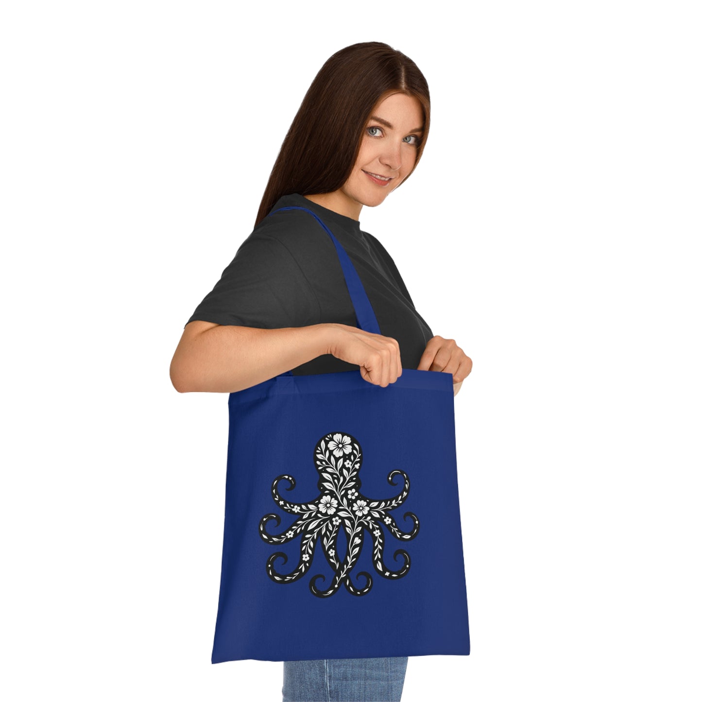 Floral Octopus Silhouette Tote Bag