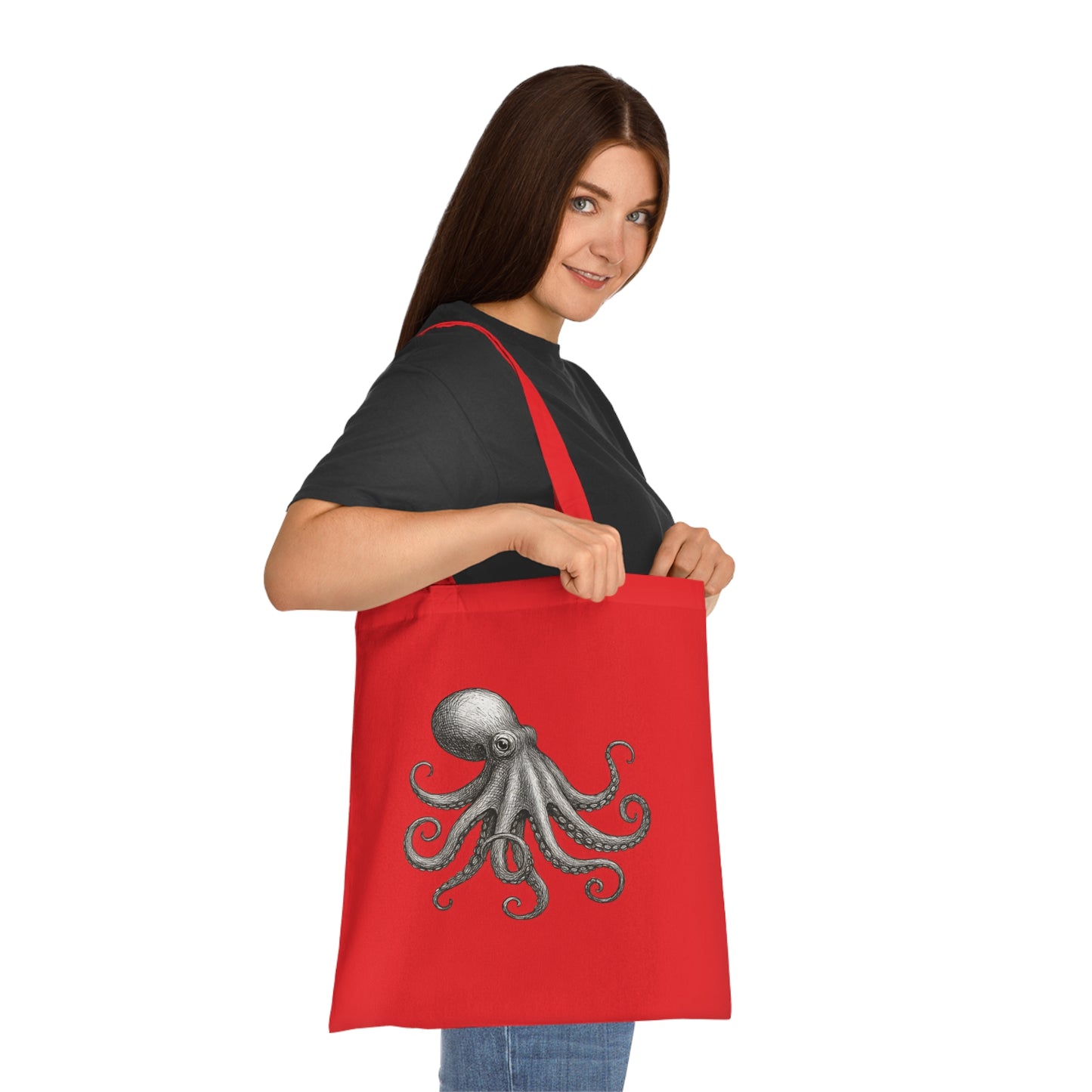 Vintage Etching Octopus Tote Bag