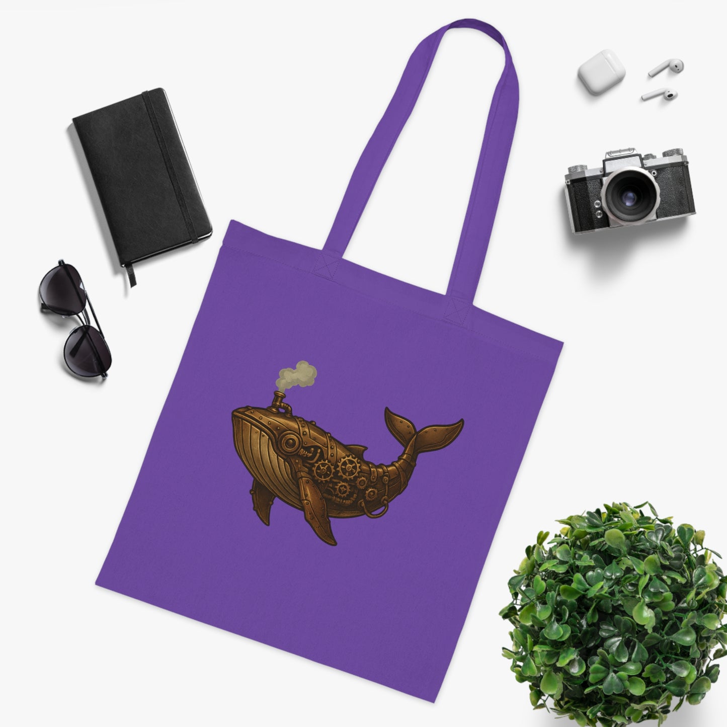 Steampunk Mechanical Whale Tote Bag