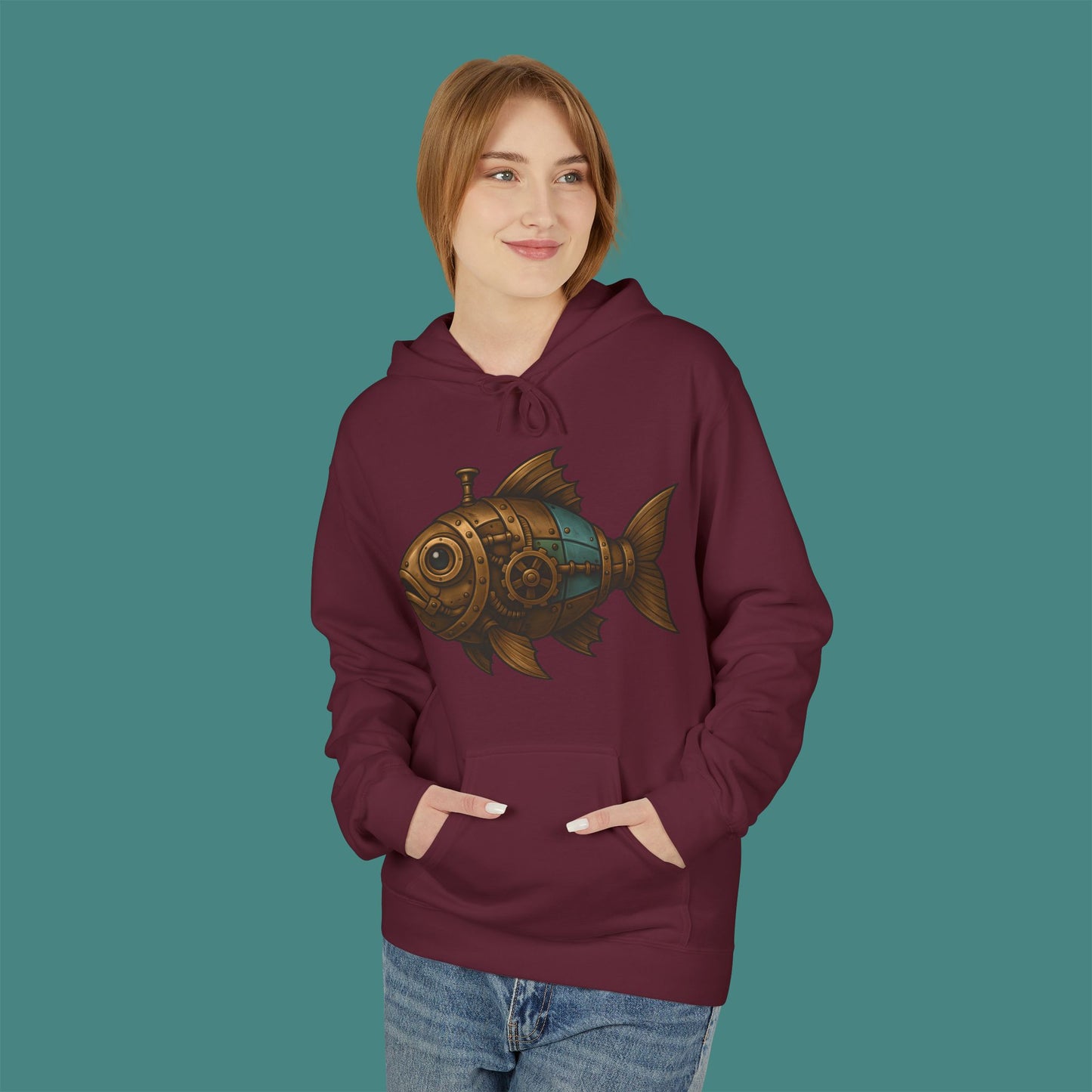 Steampunk Mechanical Fish Fleece Unisex Hoodie