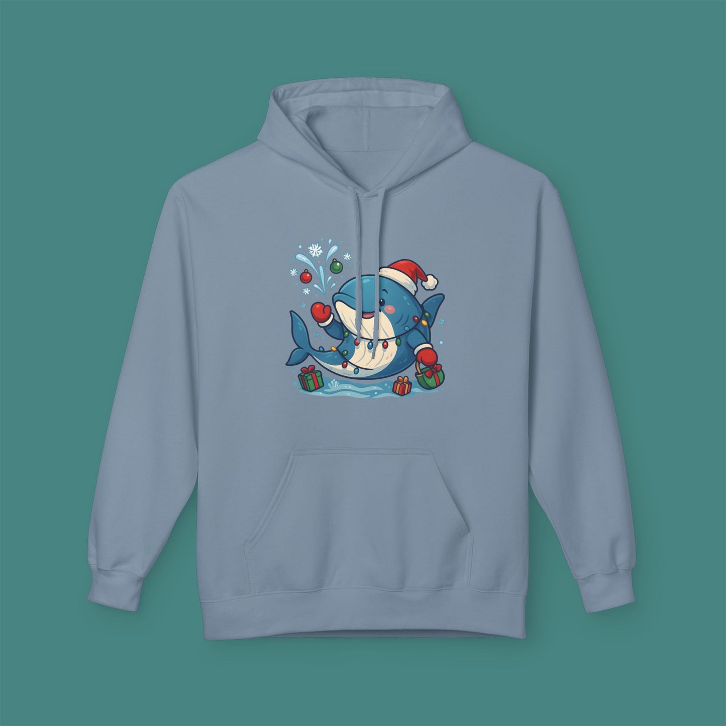 Christmas Whale Fleece Unisex Hoodie