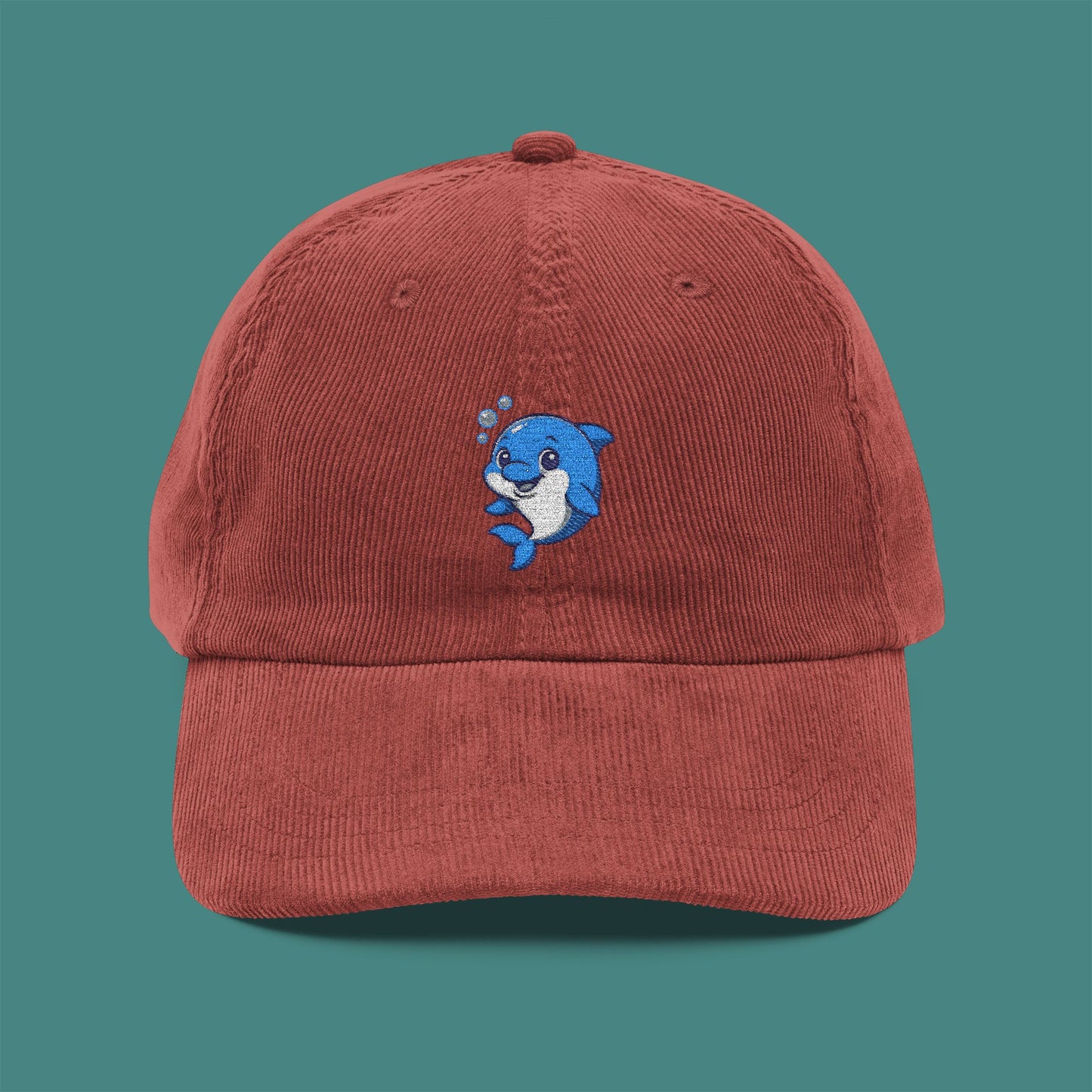 Cartoon Cute Dolphin Corduroy Embroidered Cap
