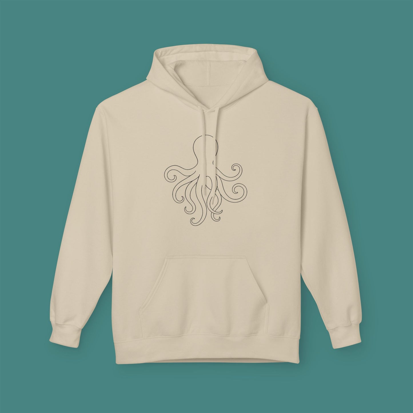 Minimalist Line Art Octopus Fleece Unisex Hoodie