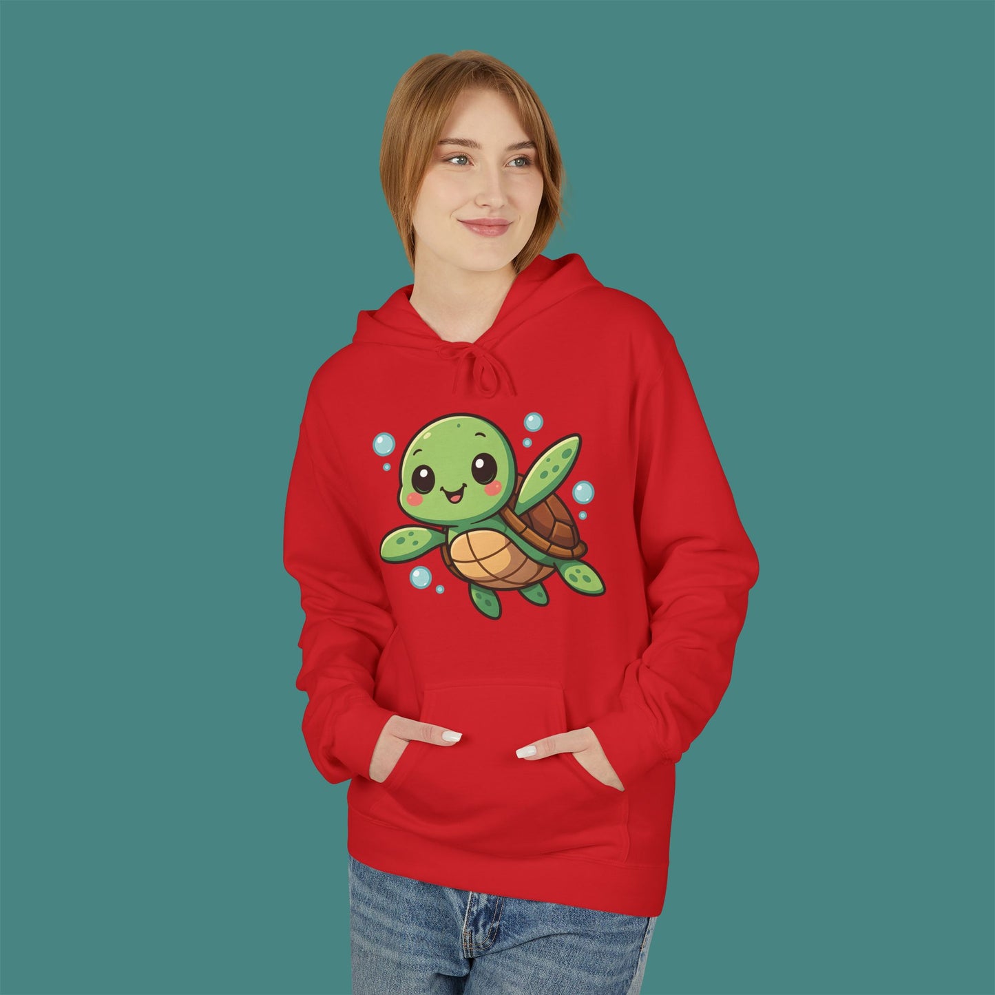 Cartoon Cute Turtle Fleece Unisex Hoodie