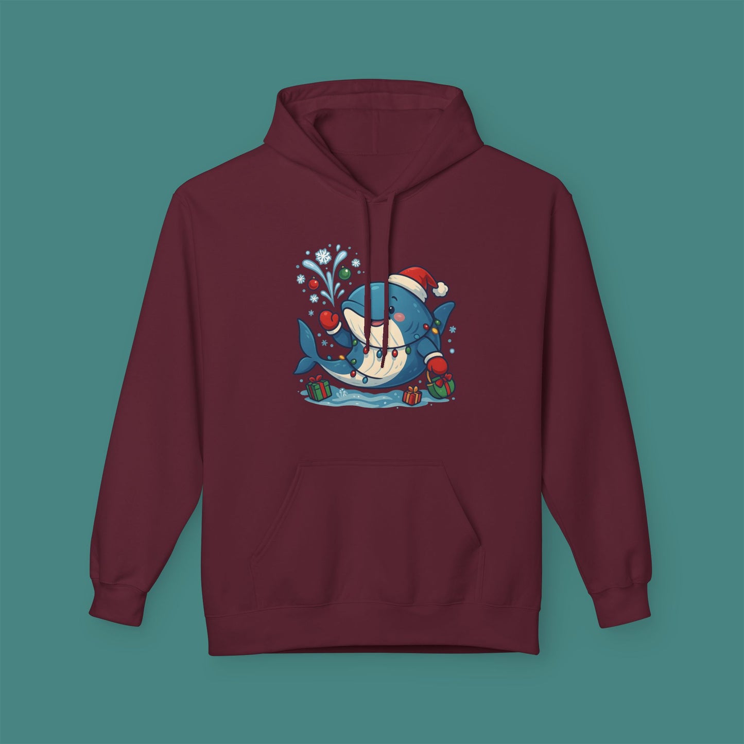 Christmas Whale Fleece Unisex Hoodie