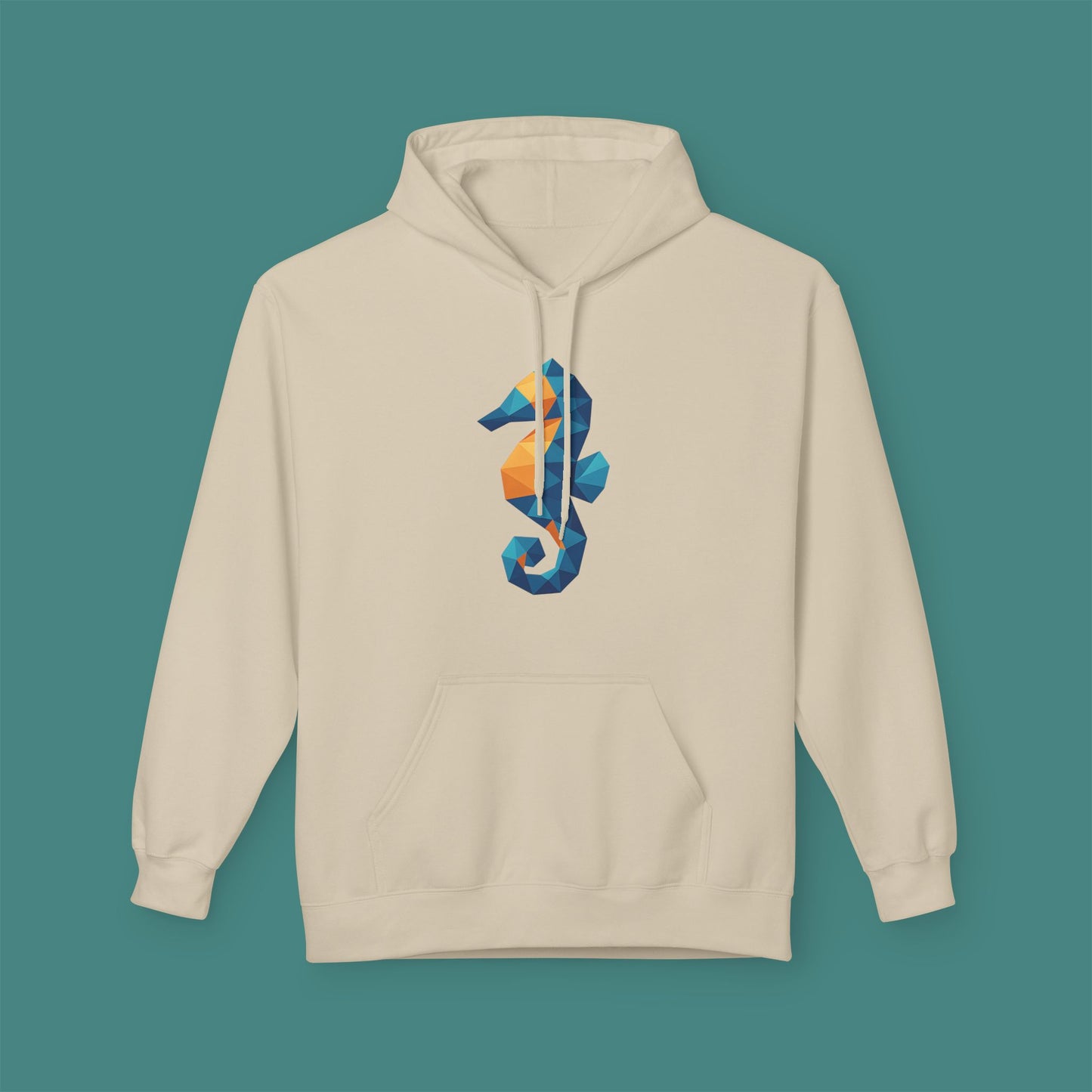 Geometric Polygon Seahorse Fleece Unisex Hoodie