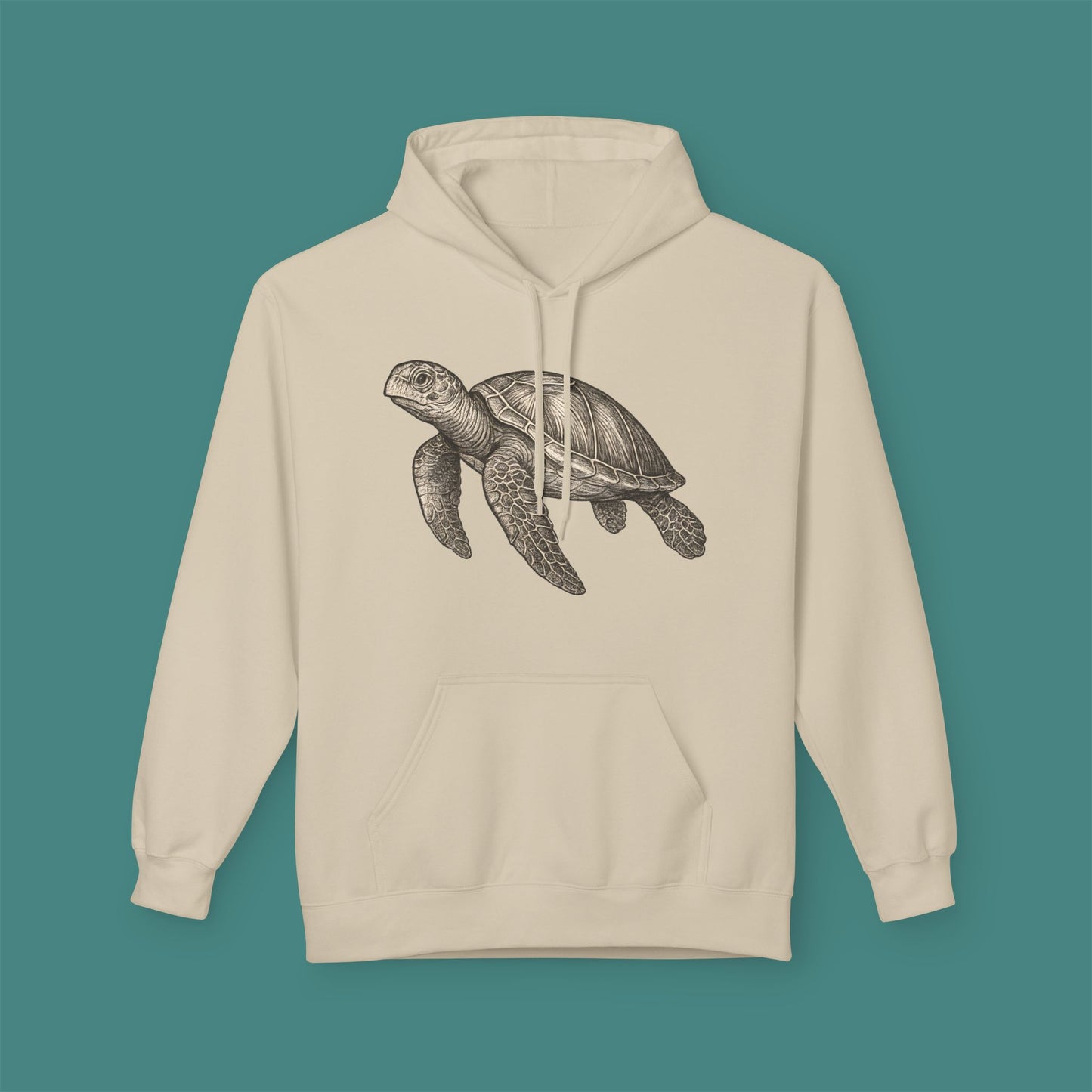 Vintage Etching Turtle Fleece Unisex Hoodie