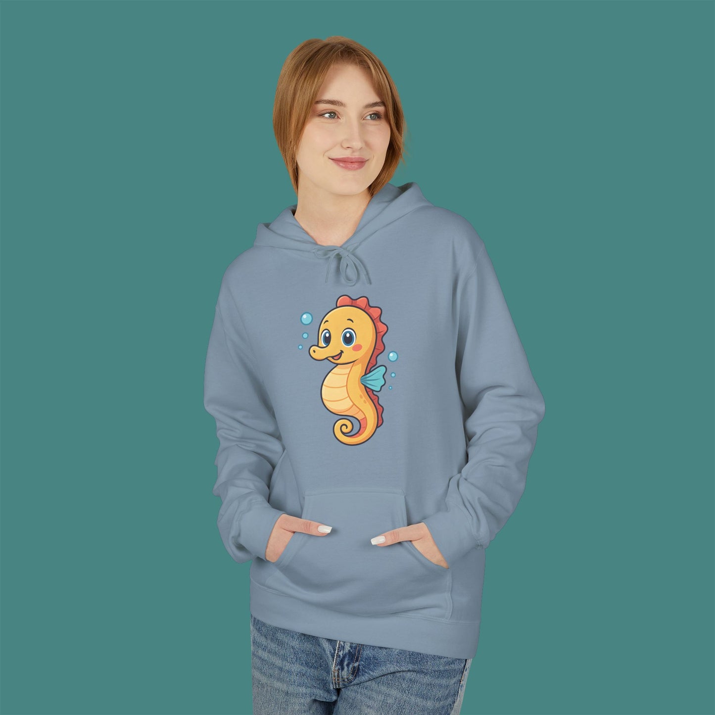 Cartoon Cute Seahorse Fleece Unisex Hoodie