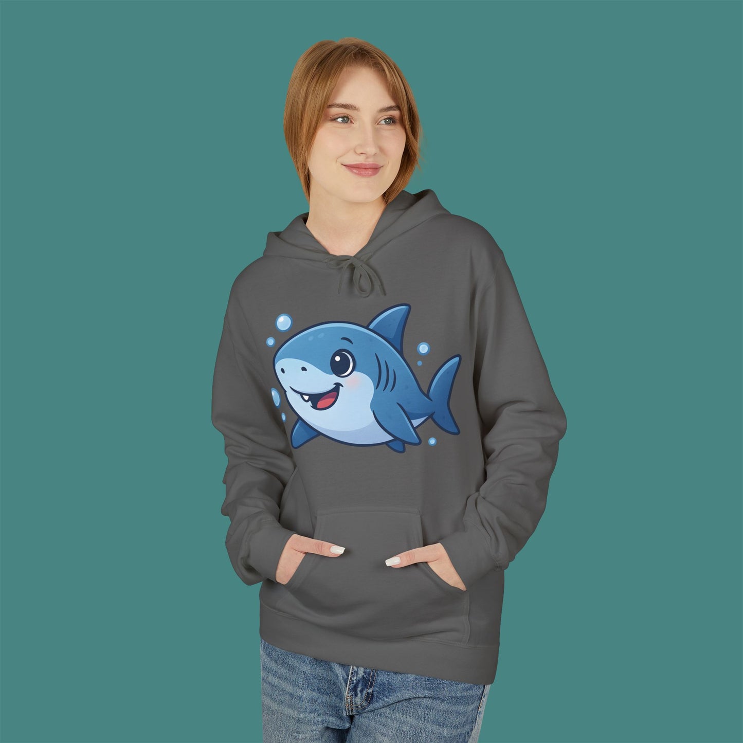 Cartoon Cute Shark Fleece Unisex Hoodie