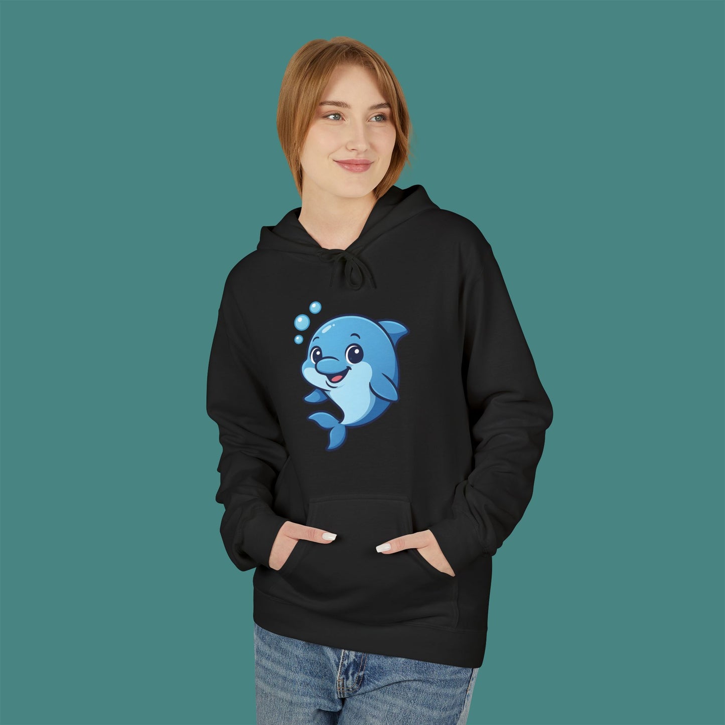 Cartoon Cute Dolphin Fleece Unisex Hoodie