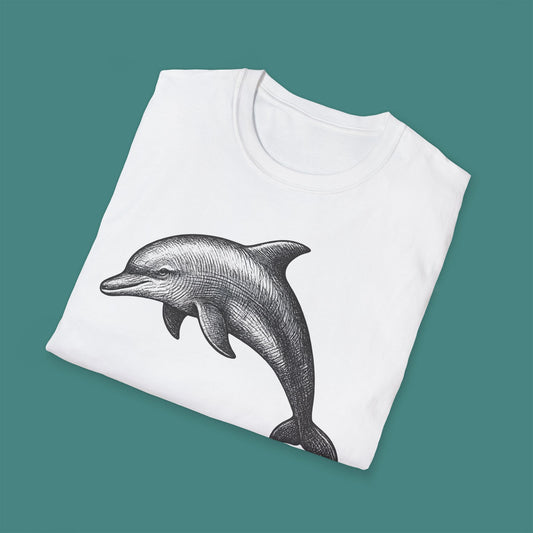 Vintage Etching Dolphin Unisex T-Shirt