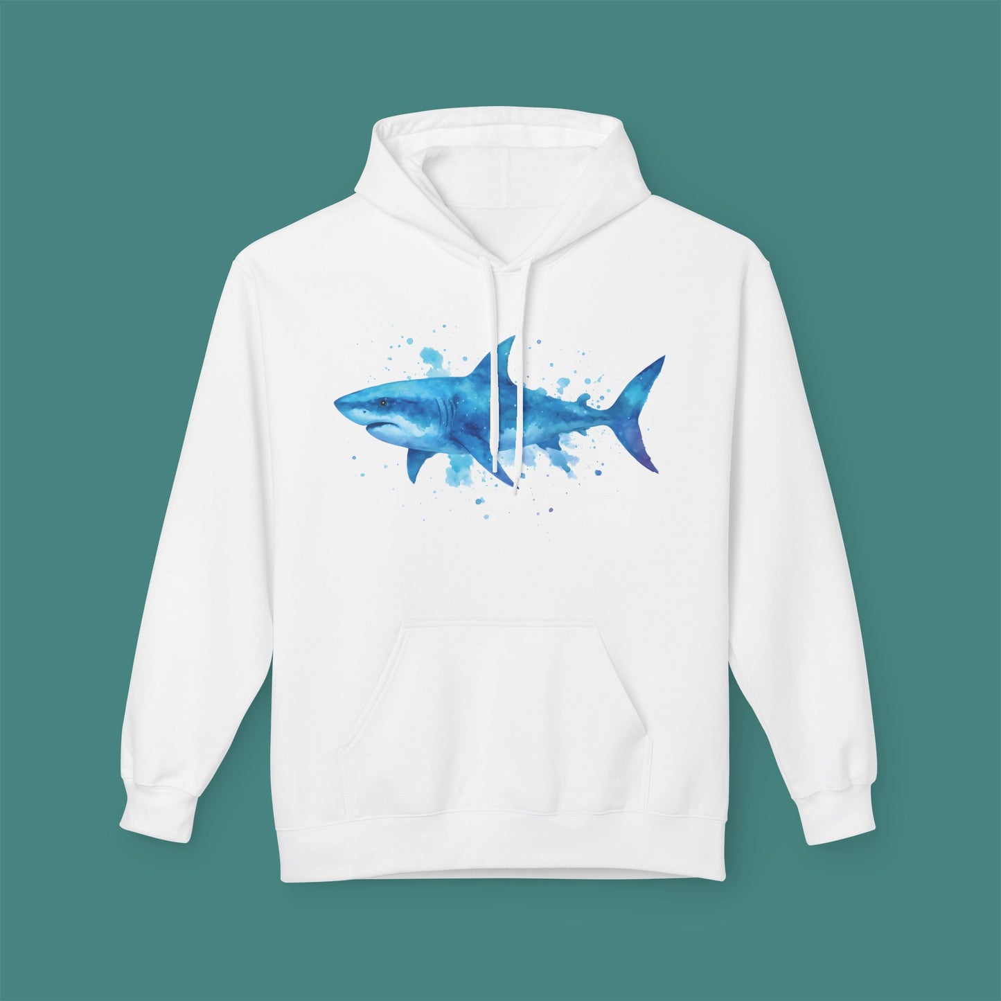 Watercolor Splash Shark Fleece Unisex Hoodie