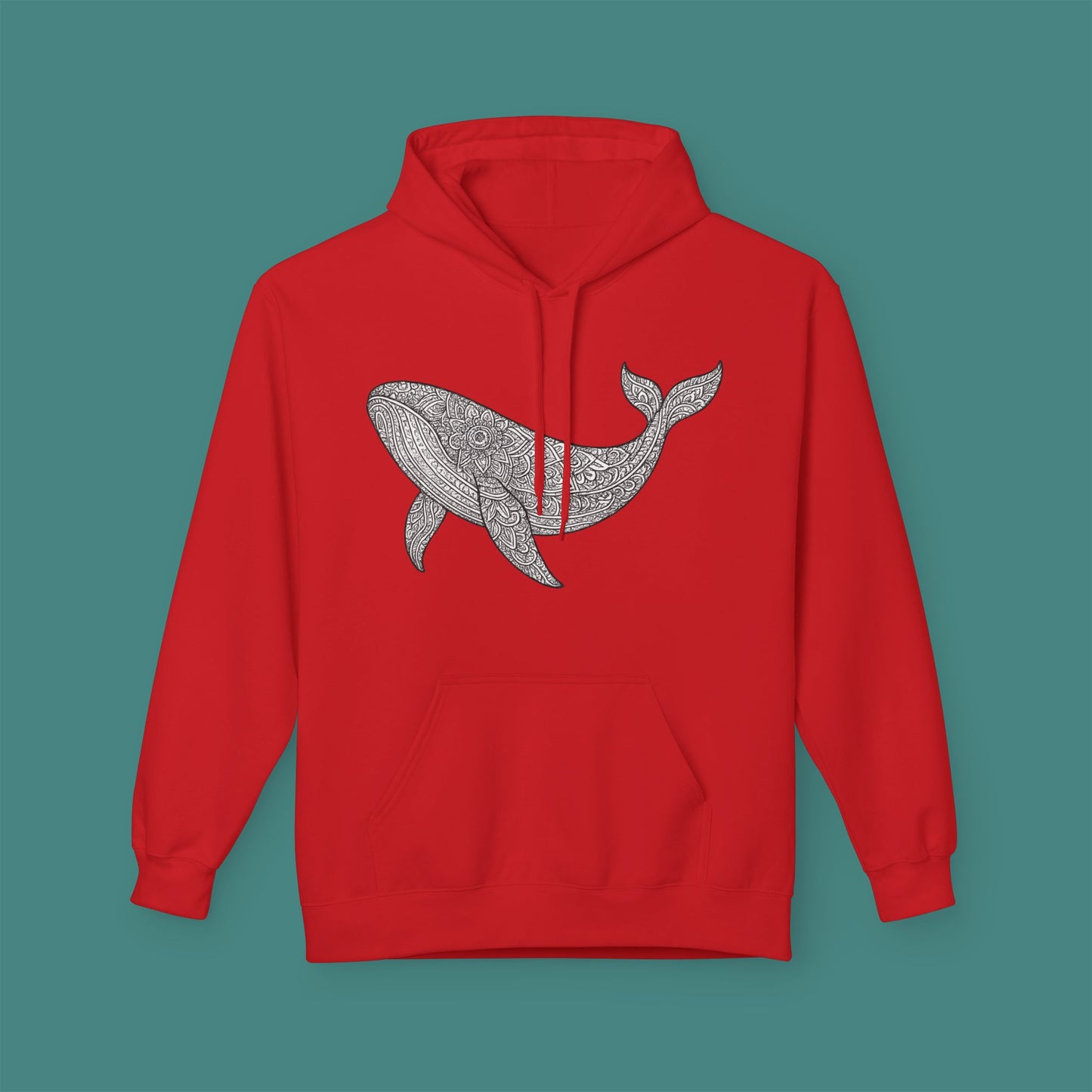Intricate Mandala Whale Fleece Unisex Hoodie