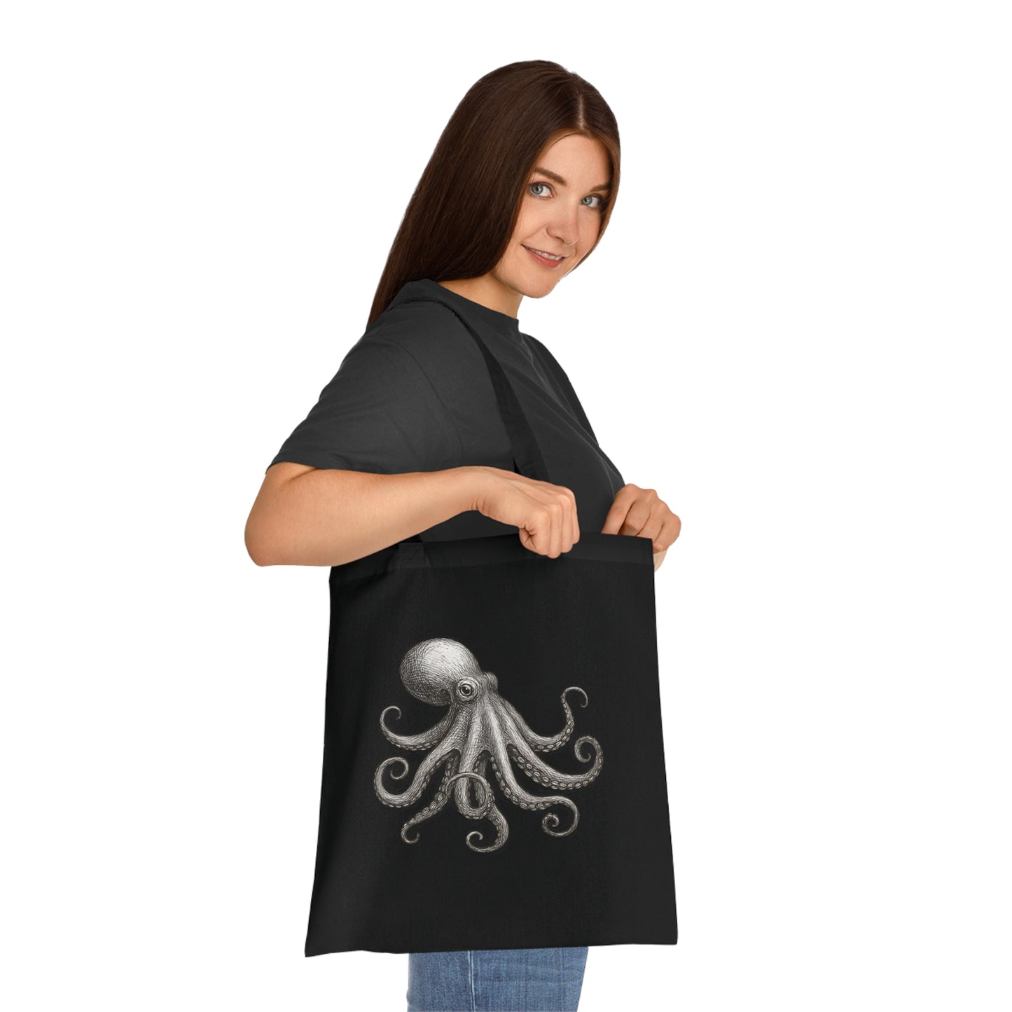 Vintage Etching Octopus Tote Bag