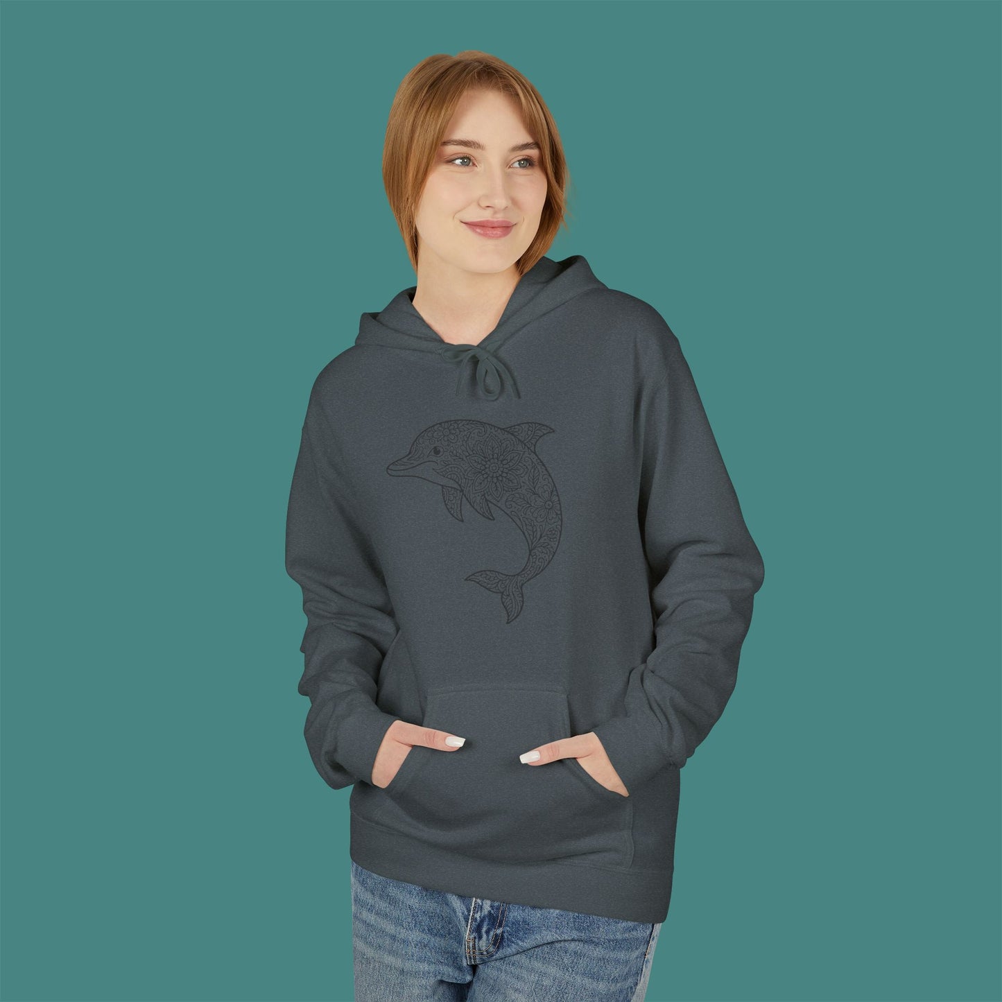 Intricate Mandala Dolphin Fleece Unisex Hoodie