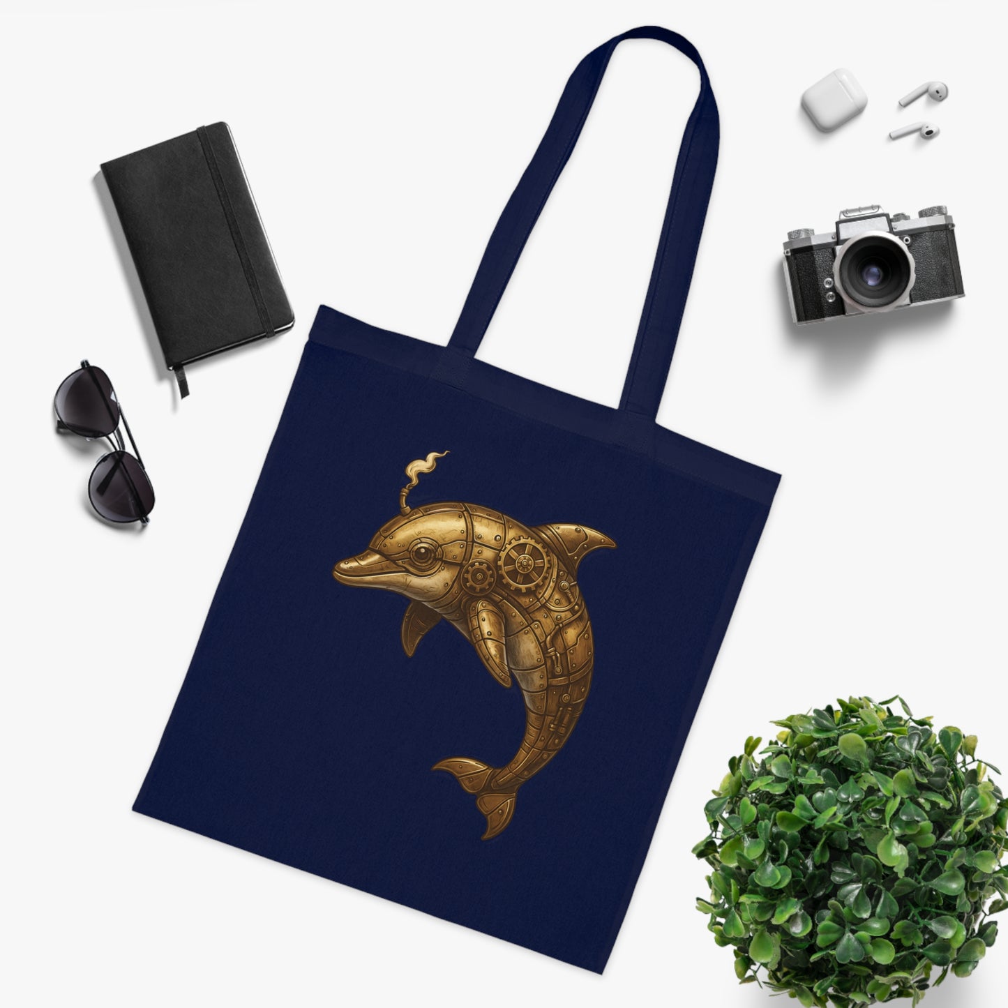 Steampunk Mechanical Dolphin Tote Bag