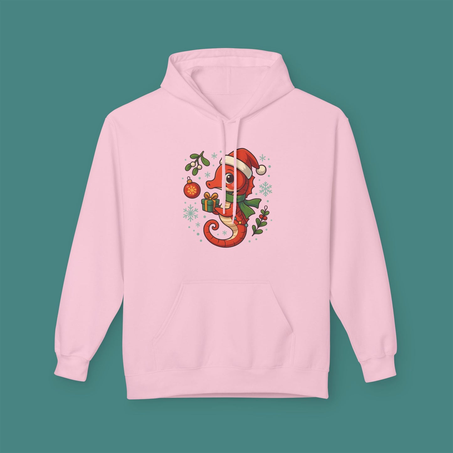 Christmas Seahorse Fleece Unisex Hoodie