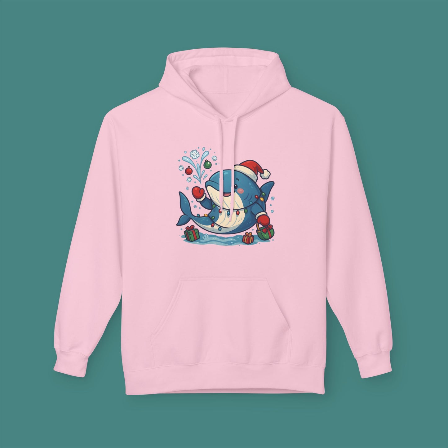 Christmas Whale Fleece Unisex Hoodie