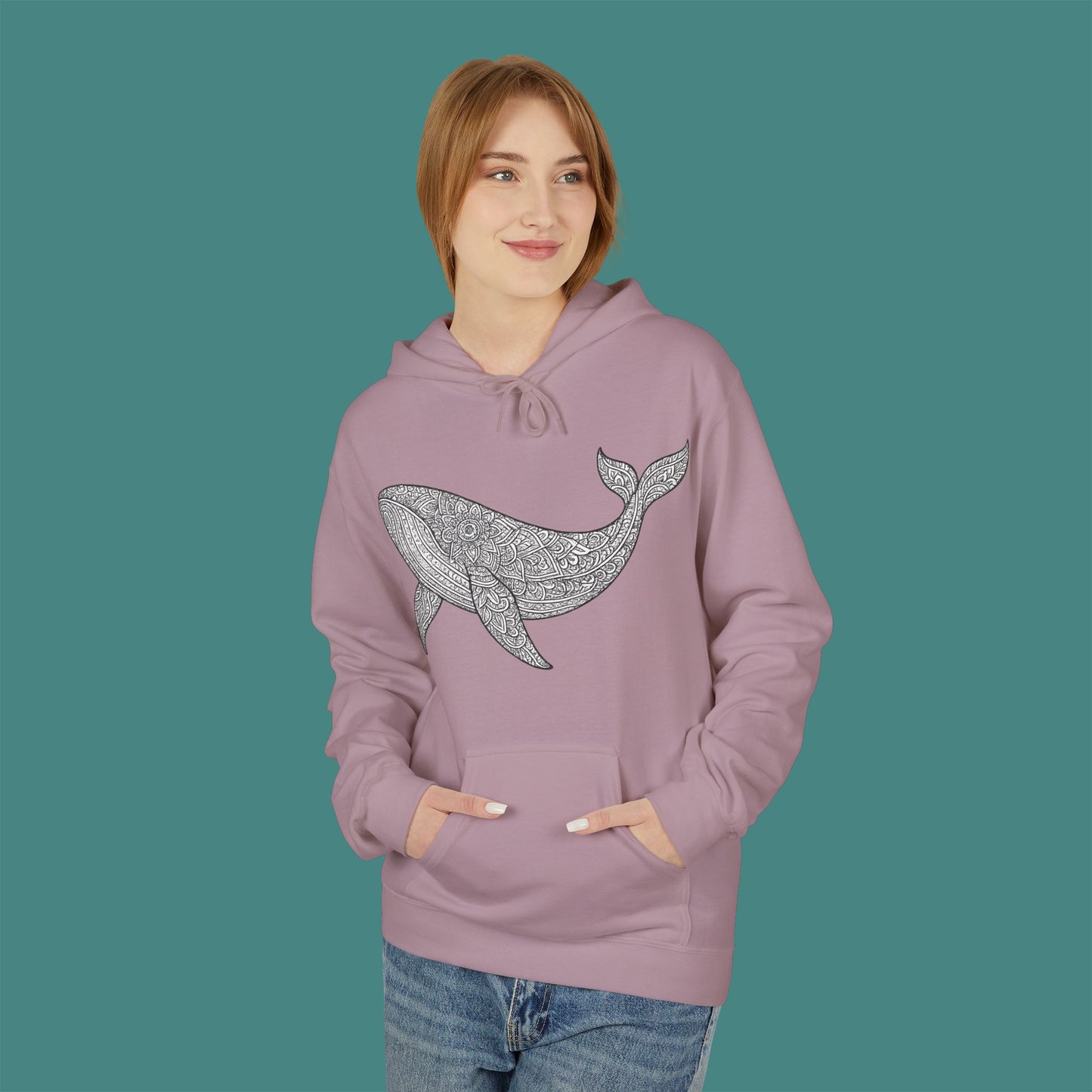 Intricate Mandala Whale Fleece Unisex Hoodie