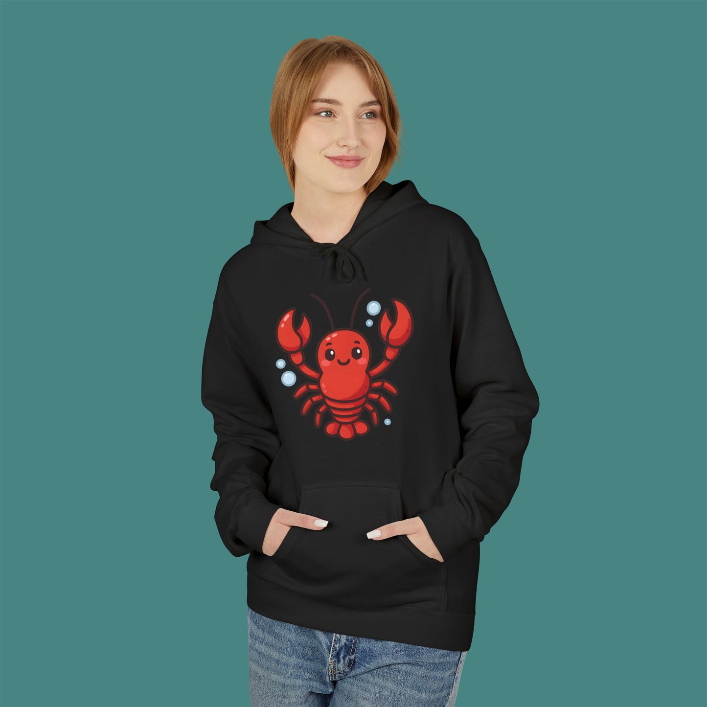 Cartoon Cute Lobster Fleece Unisex Hoodie
